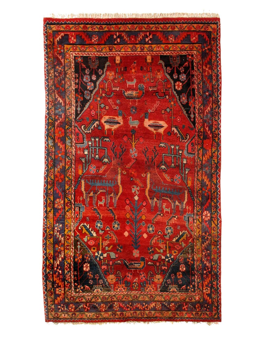 Hand Knotted Hamadan Tribal Rug 5'1"x 8'7": Hand Knotted Hamadan Tribal Rug 5'1"x 8'7" VINTAGE WOOL on a cotton foundation with a medallion D15748 80-Raj quality. This rug has a dense, soft pile, and excellent quality,