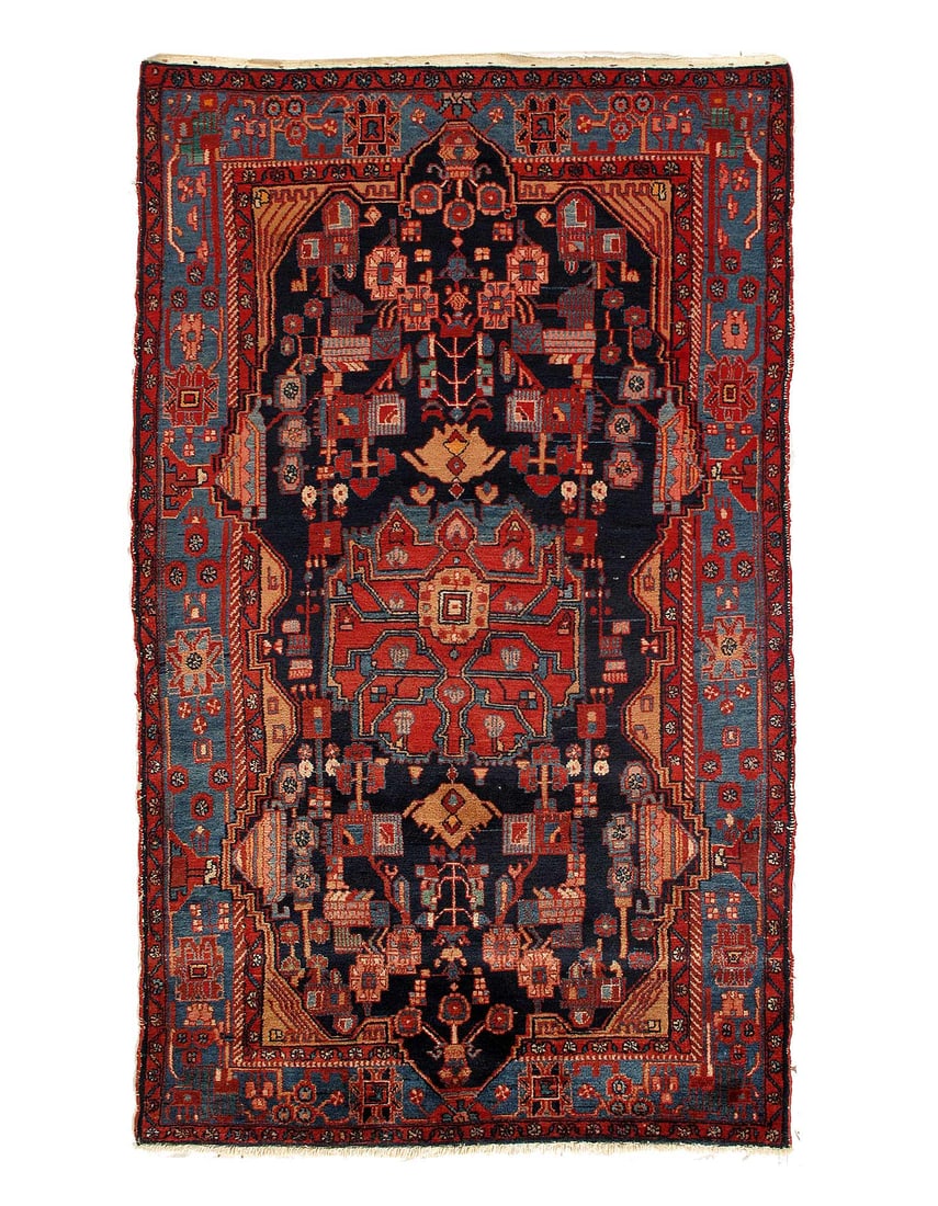 Hand Knotted Hamadan Tribal Rug 5'X 8" (1 of 4)