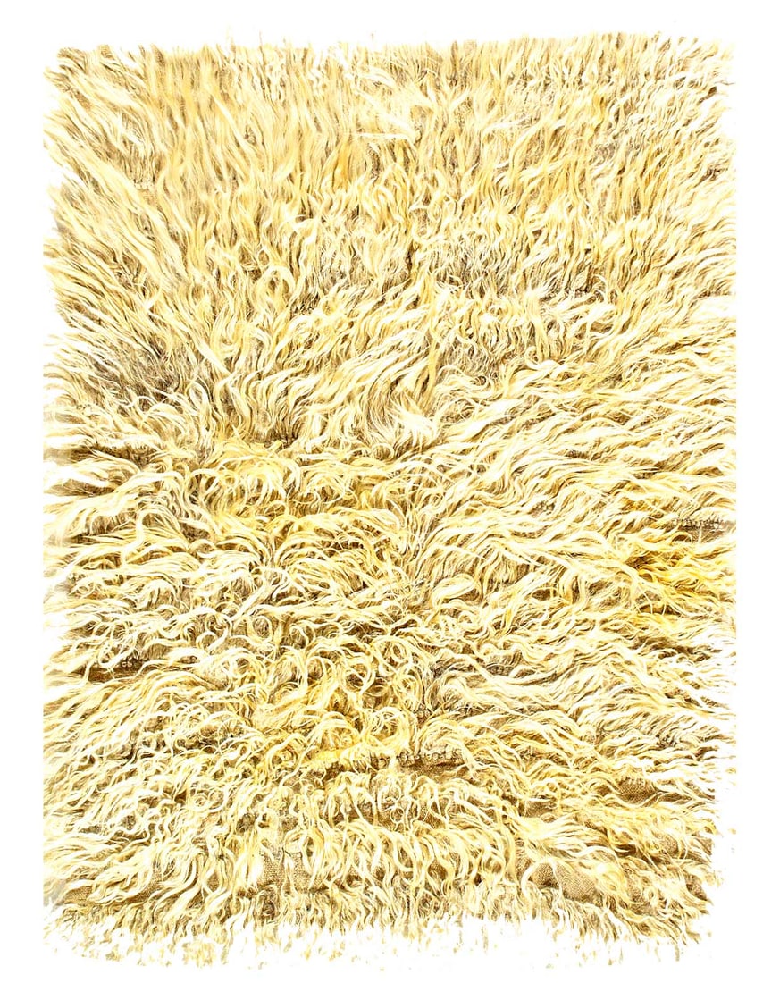 Vintage Turkish Angora Mohair WooL Undyed Shag Tulu Rug 2'8"x3'4': Vintage Turkish Angora Mohair WooL Undyed Shag Tulu Rug 2'8"x3'4' - CIRCA 1940, Tulu, Hand-Knotted, Lamb's Wool, 300 -D15432- 862.This item is part of our fine auction collection which includes many f