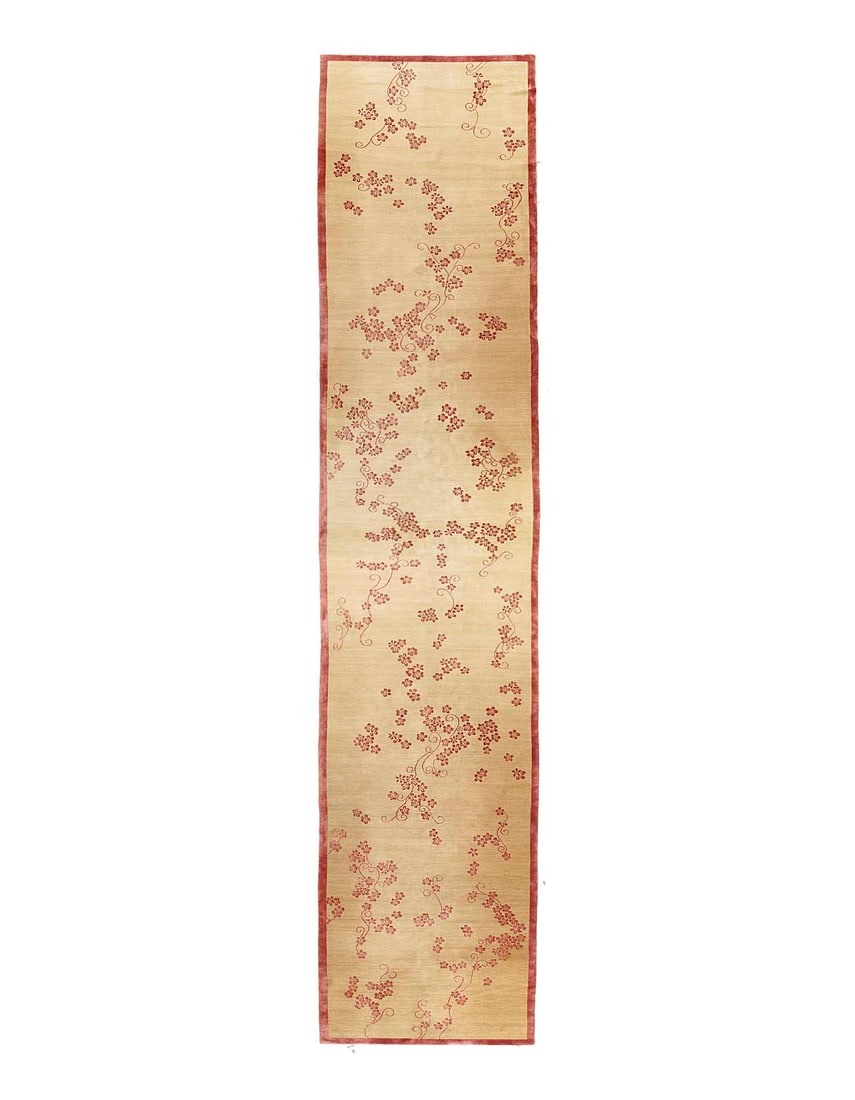 Fine Hand Knotted Tabatian silk & wool rug 5'X 24': Fine Hand Knotted Tabatian silk & wool rug 5'X 24' - CIRCA 1990, Modern, Hand-Knotted, Wool & Silk, 300 -D15449- 862.This item is part of our fine auction collection which includes many fine home acce
