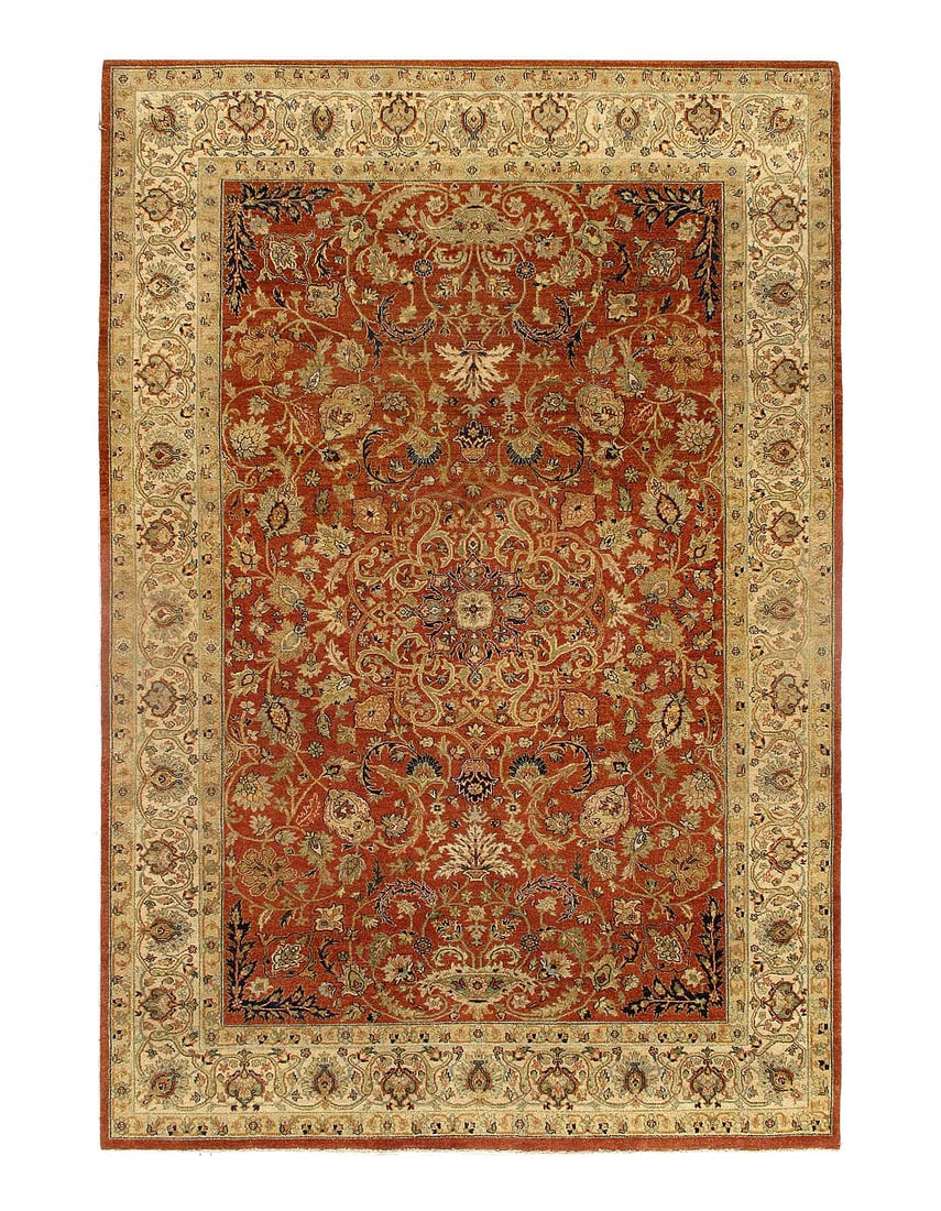 Rust Color Fine Hand Knotted Tabriz Design Rug 6'X 8': Rust Color Fine Hand Knotted Tabriz Design Rug 6'X 8' - NEW, Tabriz, Hand-Knotted, Lamb's Wool, 300 -D15452- 862.This item is part of our fine auction collection which includes many fine home accessor