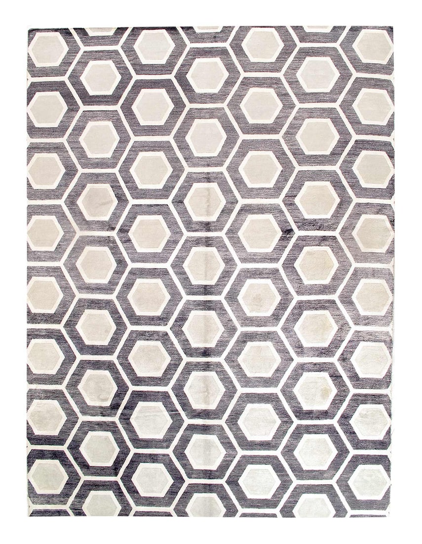 Gray Color Modern Bamboo silk Rug 9'9"X 14': Gray Color Modern Bamboo silk Rug 9'9"X 14' - NEW, Modern, Hand-Knotted, Bamboo Silk, 300 -D15453- 862.This item is part of our fine auction collection which includes many fine home accessories includ
