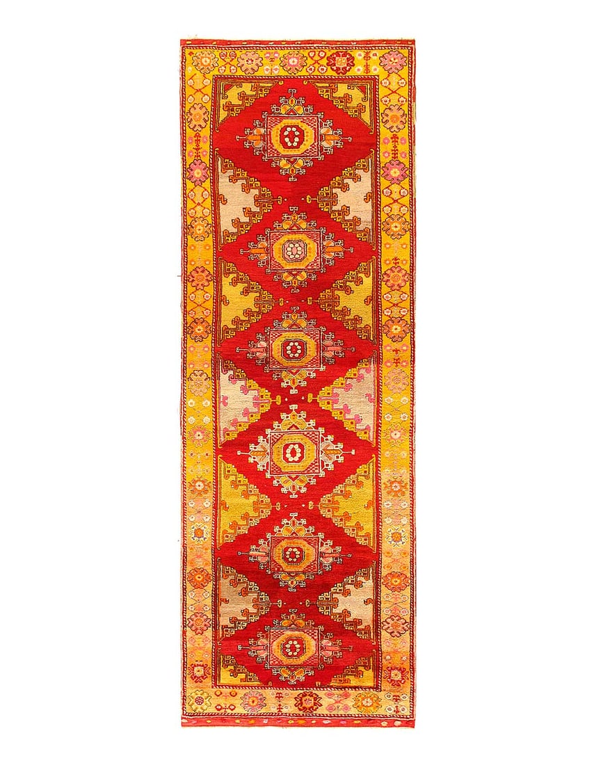 Antique Turkish Oushak Runner Rug 3'11"x 11'6": Antique Turkish Oushak Runner Rug 3'11"x 11'6" - CIRCA 1940, Oushak, Hand-Knotted, Lamb's Wool, 300 -D15439- 862.This item is part of our fine auction collection which includes many fine home accessor
