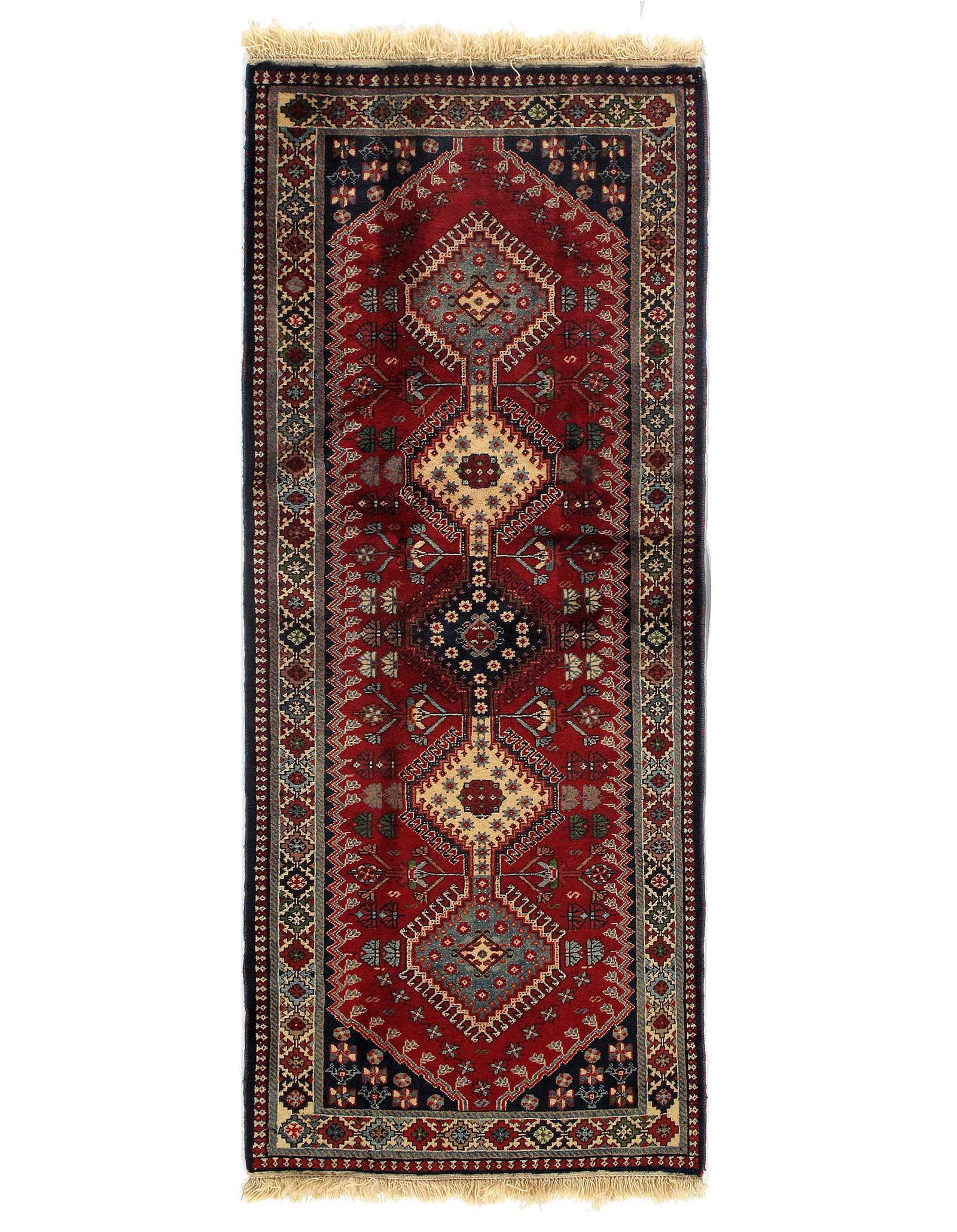 Red Persian Yalameh Runner 2'8" X 6'3": Red Persian Yalameh Runner 2'8" X 6'3" - New, Yalameh, Hand-Knotted, Lamb's Wool, 300 -D09545- 862.This item is part of our fine auction collection which includes many fine home accessories including 