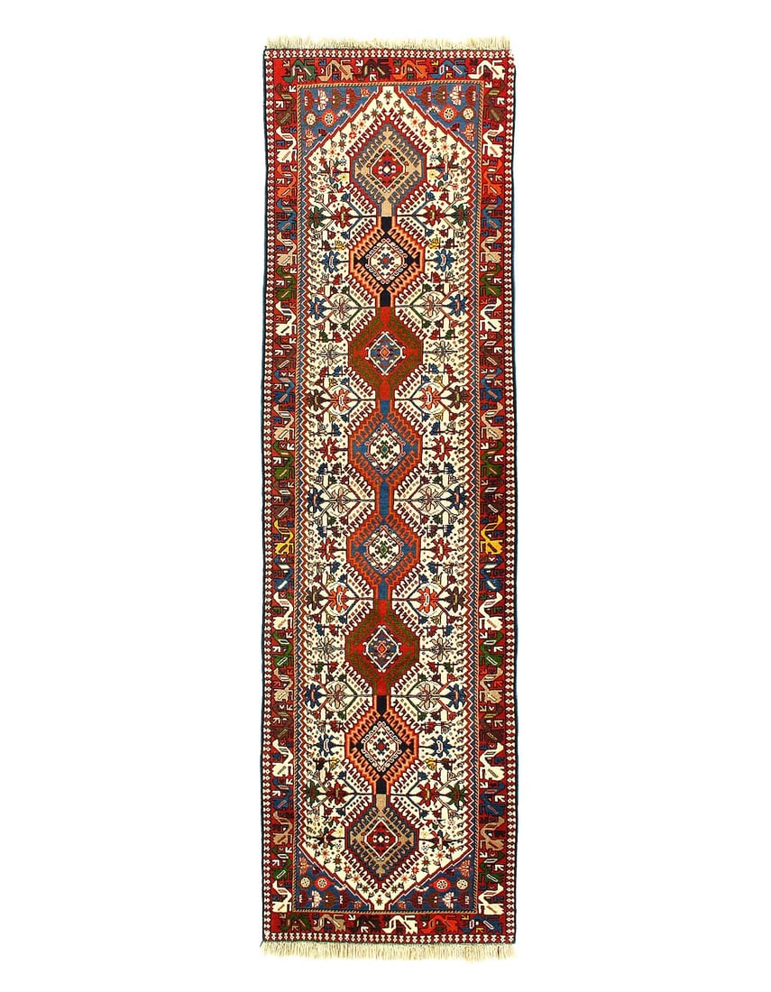 Fine Hand Knotted Persain Yalameh runner 2'9'' X 9'9'': Fine Hand Knotted Persain Yalameh runner 2'9'' X 9'9'' - New, Yalameh, Hand-Knotted, Lamb's Wool, 300 -D10539- 862.This item is part of our fine auction collection which includes many fine home access