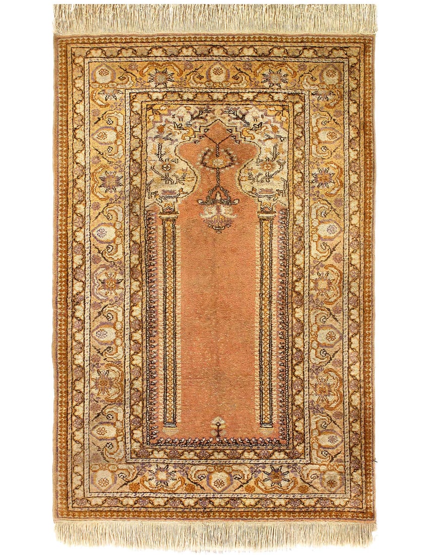 Rust Hereke Turkish Hand Knotted 3'x4'4": Rust Hereke Turkish Hand Knotted 3'x4'4" - NEW, Traditional, Hand-Knotted, Wool, 300 -D03517- 862.This item is part of our fine auction collection which includes many fine home accessories including a