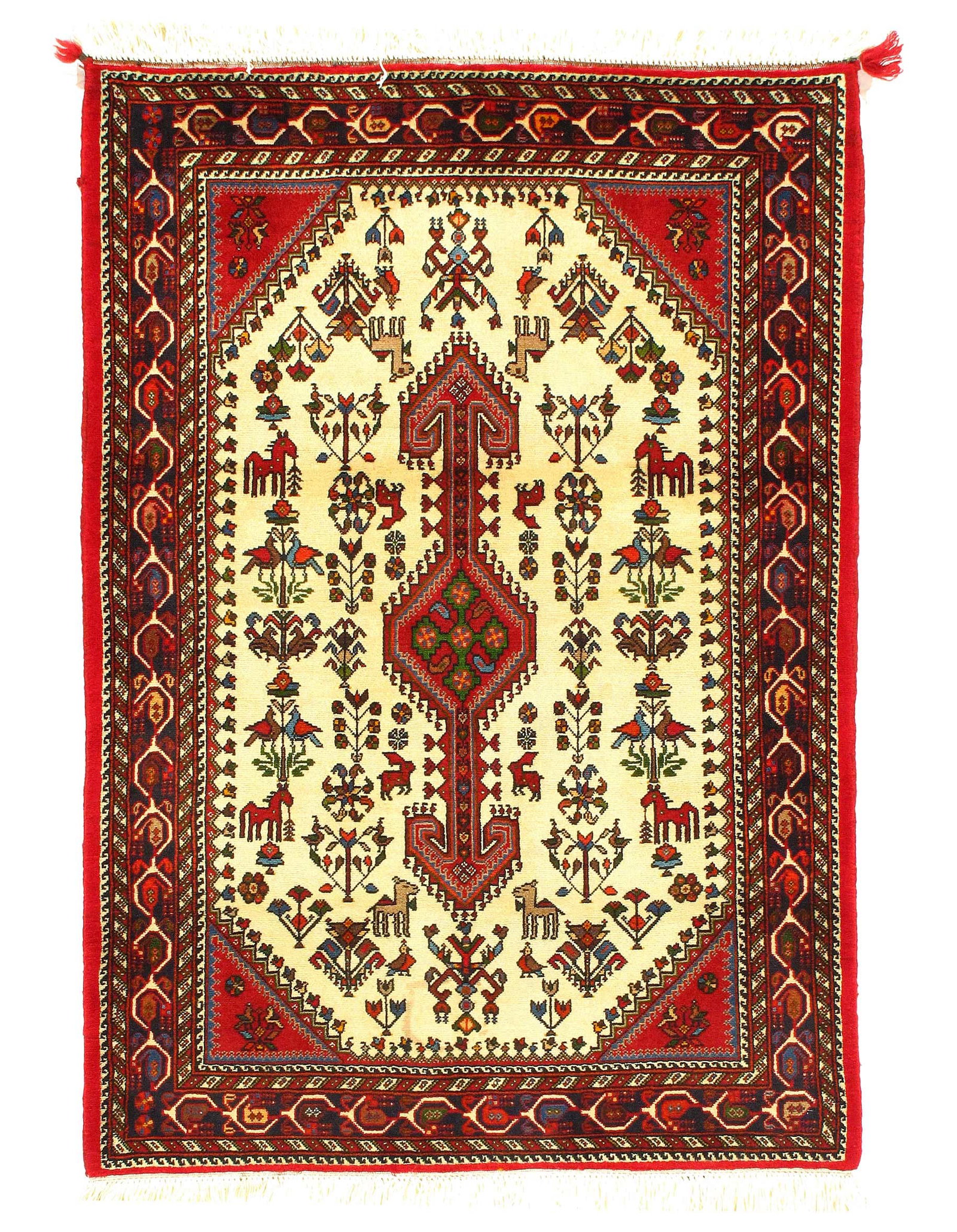 Ivory Genuine Persian Abadeh Rug 3'X5': Ivory Genuine Persian Abadeh Rug 3'X5' - NEW, Traditional, Hand-Knotted, Wool, 300 -D08659- 862.This item is part of our fine auction collection which includes many fine home accessories including ant