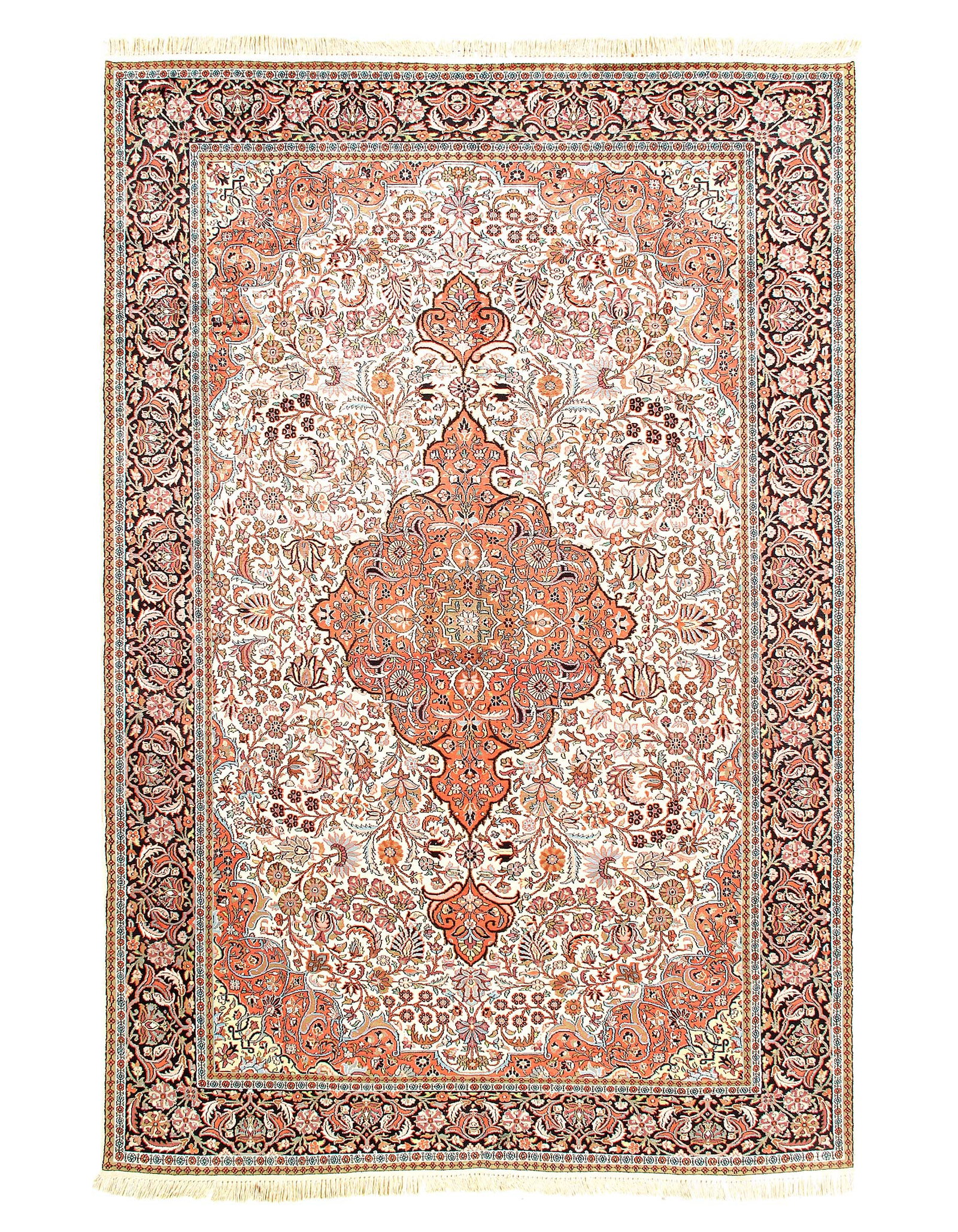 Kashmir A. Silk Hand-Knotted Rug - 8' X 11'7": Kashmir A. Silk Hand-Knotted Rug - 8' X 11'7" - NEW, Traditional, Hand-Knotted, Wool, 300 -017743- 862.This item is part of our fine auction collection which includes many fine home accessories includ
