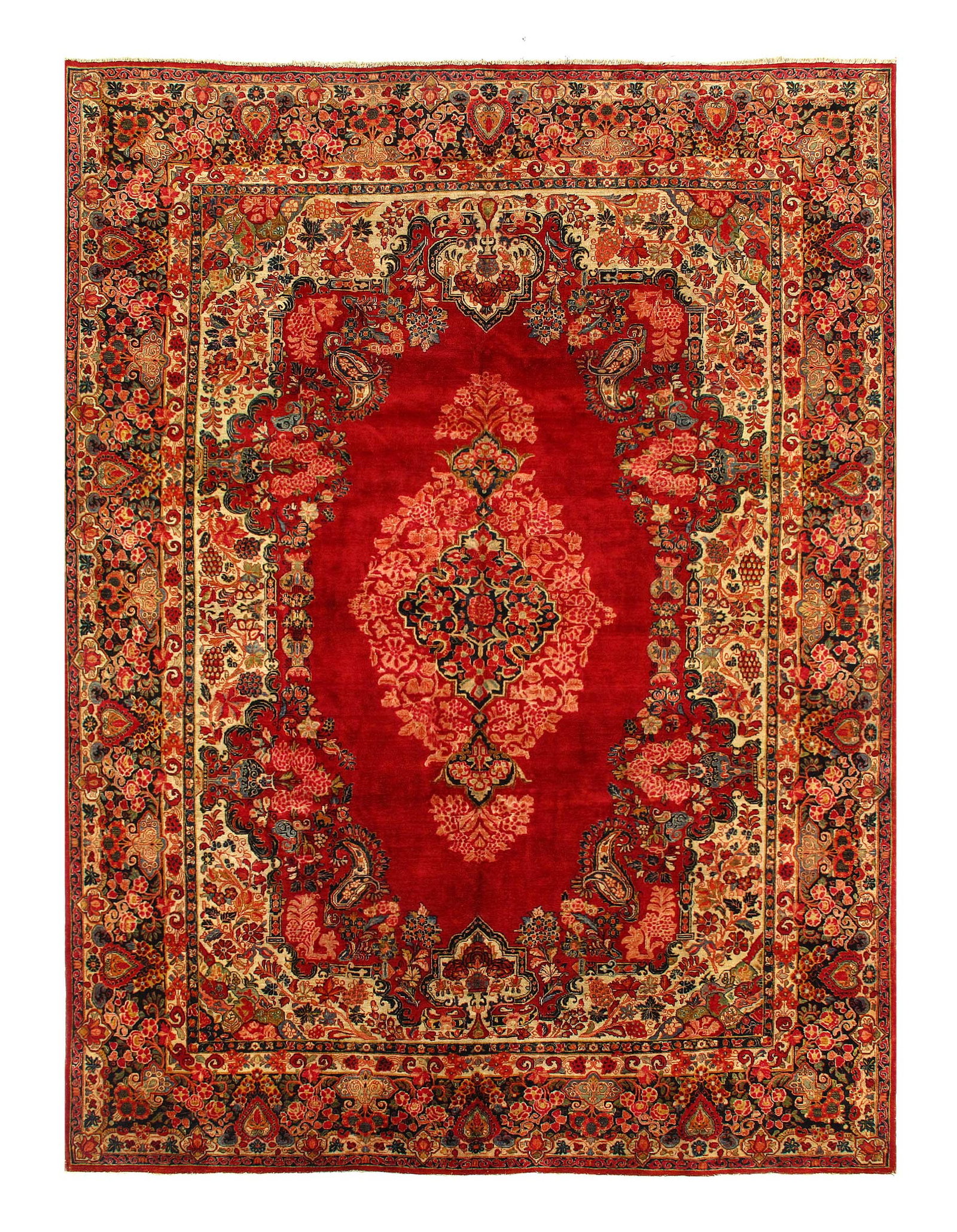Red Antique Persian Sarouk 10' X 14': Red Antique Persian Sarouk 10' X 14' - Circa 1920, Traditional, Hand-Knotted, Wool, 300 -D03092- 862.This item is part of our fine auction collection which includes many fine home accessories includin