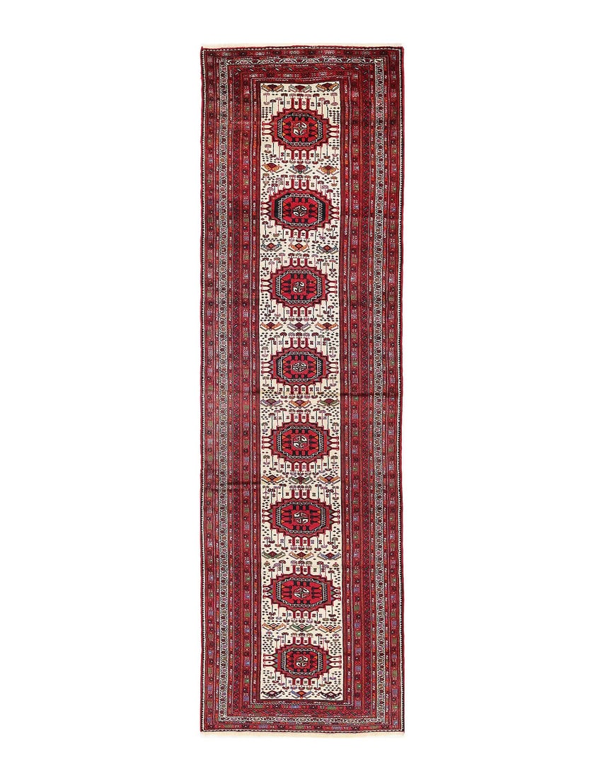 Fine Hand-Knotted Torkaman Runner 3'6"x12'10": Fine Hand-Knotted Torkaman Runner 3'6"x12'10" - circa 1960, Tekke Turkamn, Hand-Knotted, Lamb's Wool, 300 -D14020- 862.This item is part of our fine auction collection which includes many fine home ac