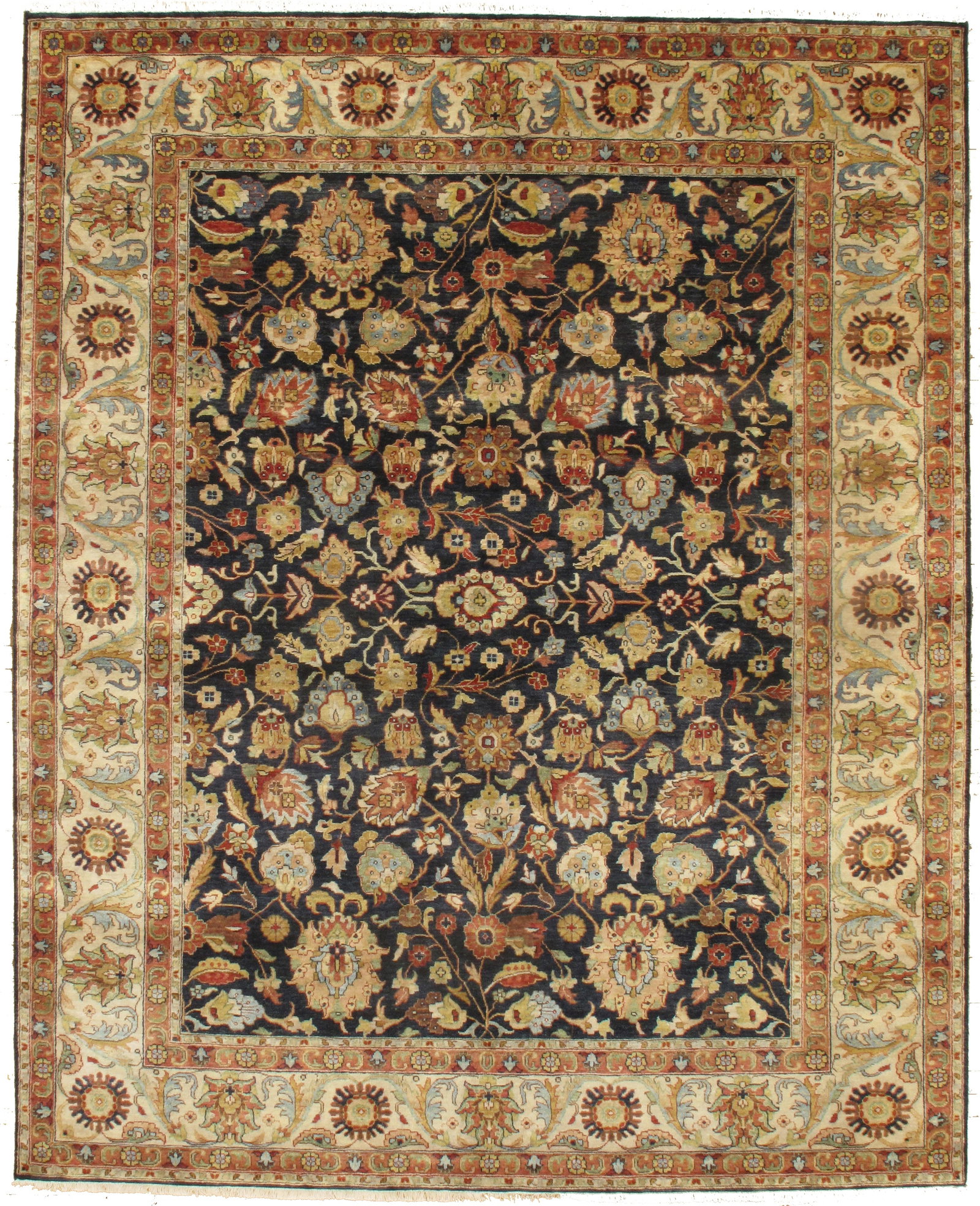 Navy Persian Tabriz design Rug 7'.9'' x 9'.7'': Navy Persian Tabriz design Rug 7'.9'' x 9'.7'' - New, Tabriz, Hand-Knotted, Lamb's Wool, 300 -D08354- 862.This item is part of our fine auction collection which includes many fine home accessories inc