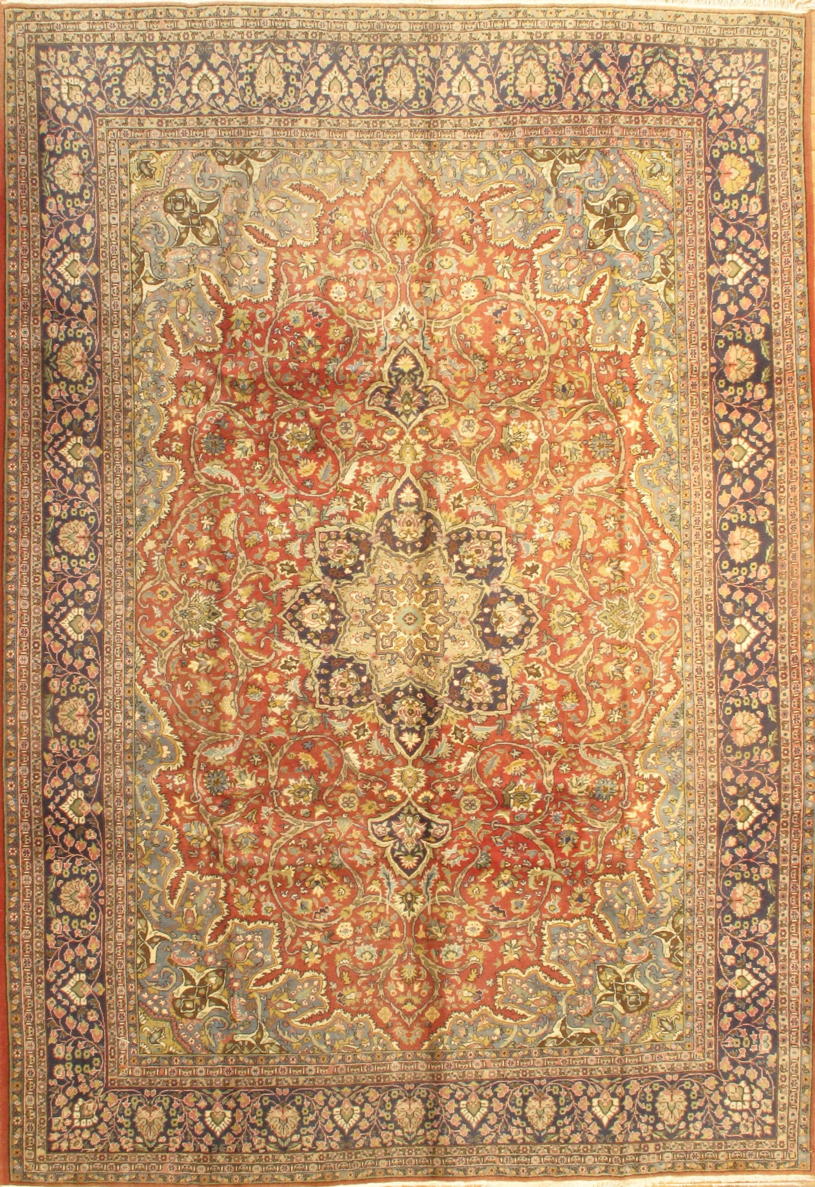 Rust Persian Tabriz Design 8'.3'' X 12'.2'': Rust Persian Tabriz Design 8'.3'' X 12'.2'' - circa 1960, Tabriz, Hand-Knotted, Lamb's Wool, 300 -D07725- 862.This item is part of our fine auction collection which includes many fine home accessories