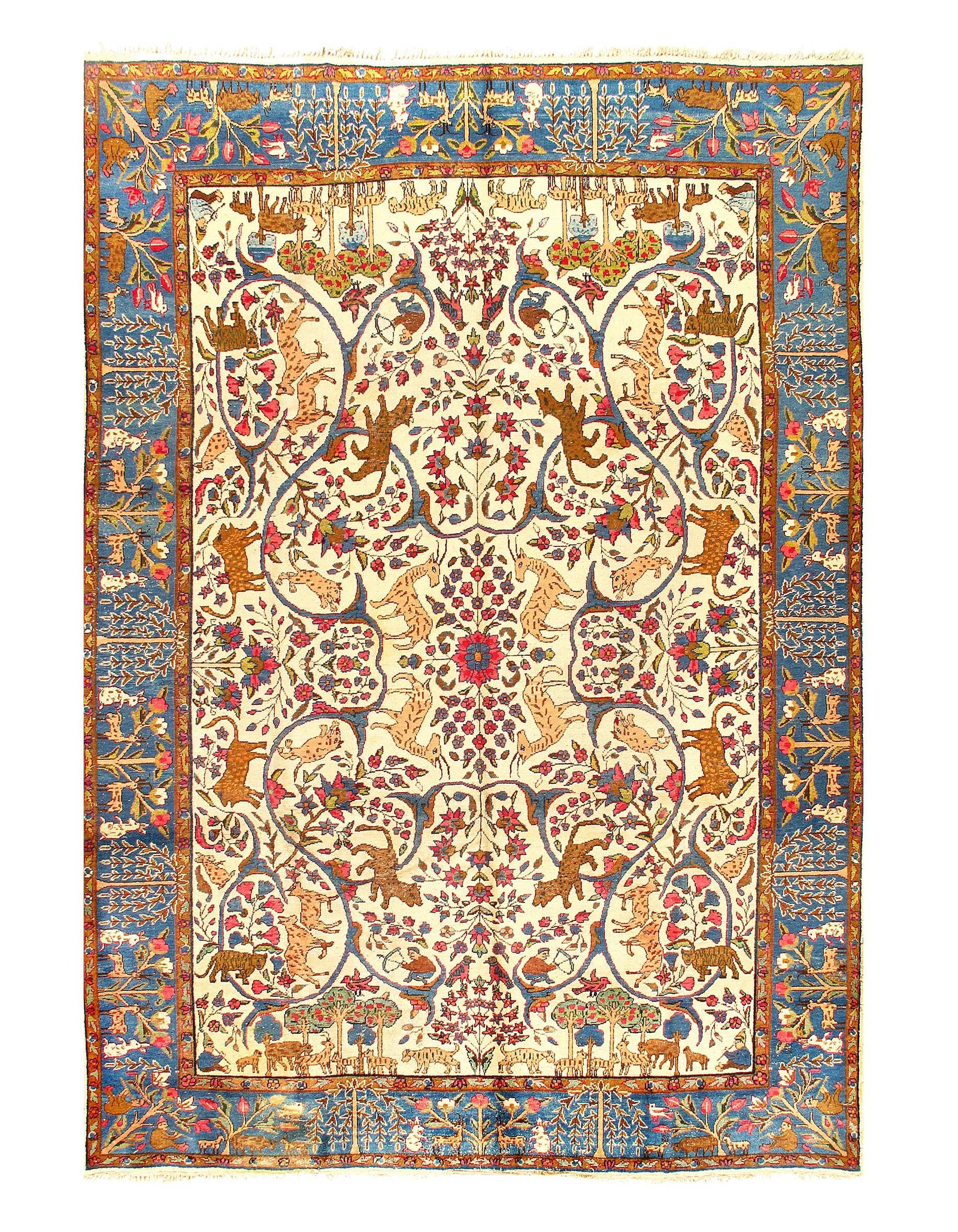 Ivory Antique Tabriz 8' 2'' X 12': Ivory Antique Tabriz 8' 2'' X 12' - circa 1920, Tabriz, Hand-Knotted, Lamb's Wool, 300 -D07215- 862.This item is part of our fine auction collection which includes many fine home accessories including