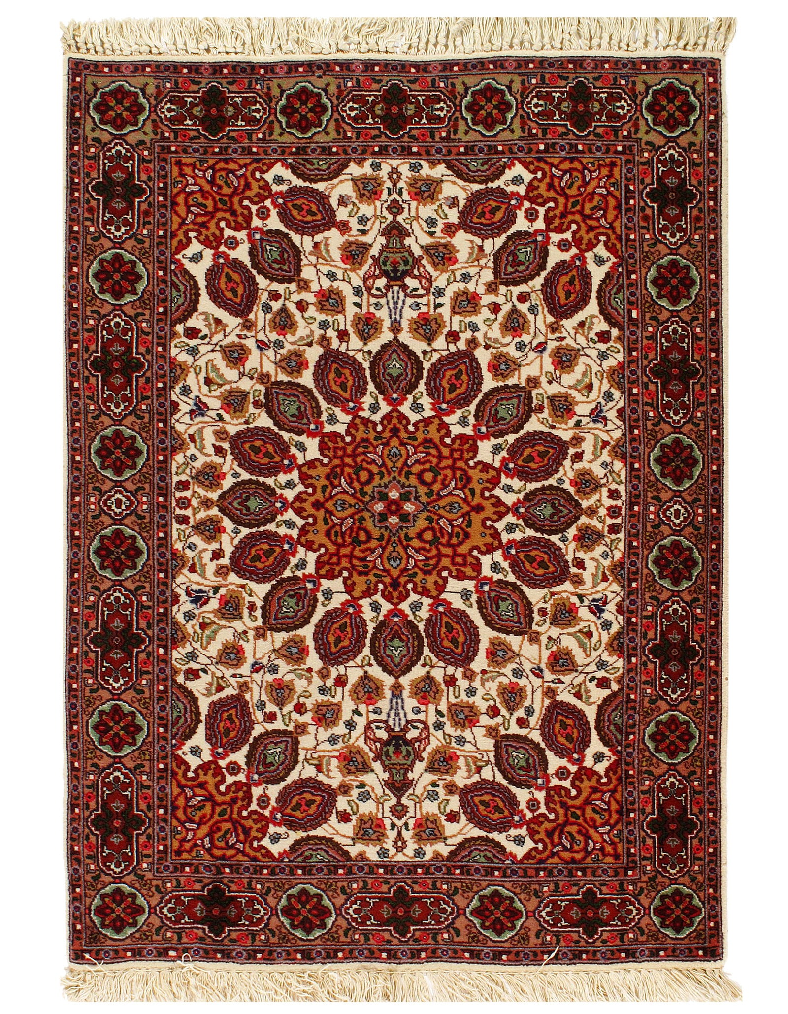 Ivory Persian Tabriz 3' X 5': Ivory Persian Tabriz 3' X 5' - circa 1990, Tabriz, Hand-Knotted, Lamb's Wool, 300 -13118- 862.This item is part of our fine auction collection which includes many fine home accessories including antiq