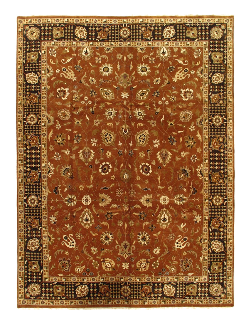 Brown Persian Tabriz Design 9' X 12': Brown Persian Tabriz Design 9' X 12' - New, Tabriz, Hand-Knotted, Lamb's Wool, 300 -D04581- 862.This item is part of our fine auction collection which includes many fine home accessories including ant