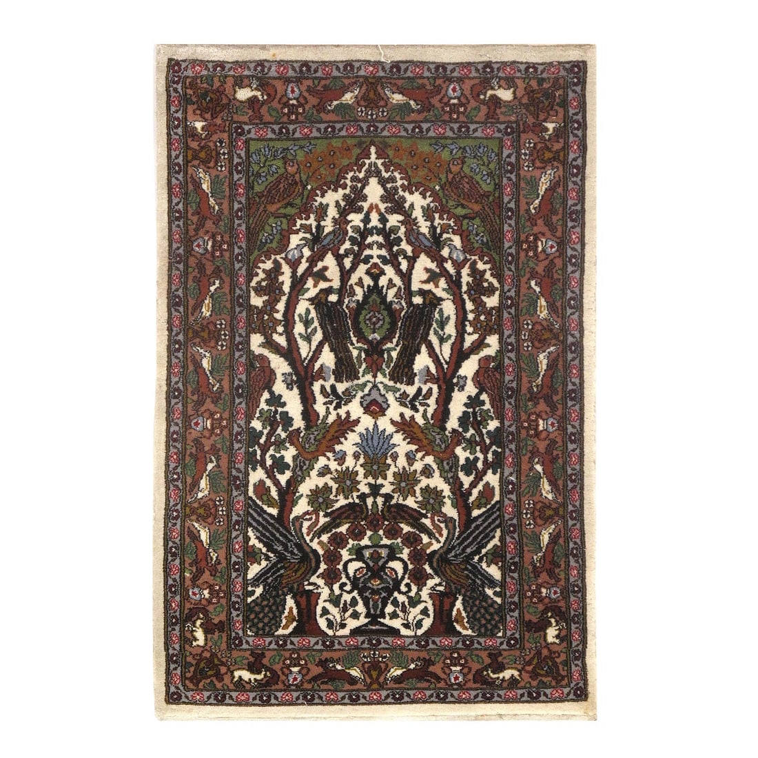 Fine Indo Tabriz Rug - 2'5" X 3'10": Fine Indo Tabriz Rug - 2'5" X 3'10" - circa 1880, Tabriz, Hand-Knotted, Wool & Silk, 300 -D10387- 862.This item is part of our fine auction collection which includes many fine home accessories includi