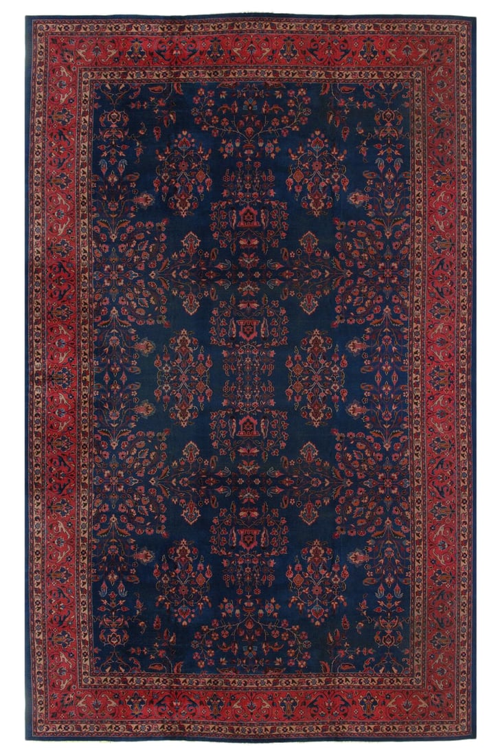 Navy Blue Antique Turkish Tabriz Rug - 10'9" x 21'5": Navy Blue Antique Turkish Tabriz Rug - 10'9" x 21'5" - Antique, Tabriz, Hand-Knotted, Lamb's Wool, 300 -D10945- 862.This item is part of our fine auction collection which includes many fine home acces