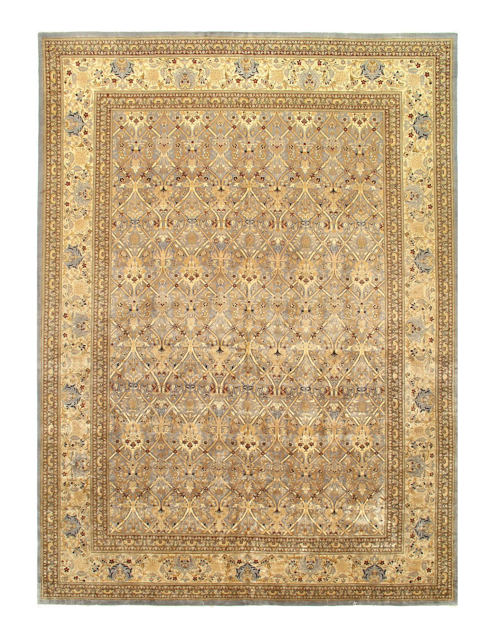 L Blue Hand Knotted Tabriz Design 10' X 14': L Blue Hand Knotted Tabriz Design 10' X 14' - New, Tabriz, Hand-Knotted, Lamb's Wool, 300 -D11073- 862.This item is part of our fine auction collection which includes many fine home accessories includ