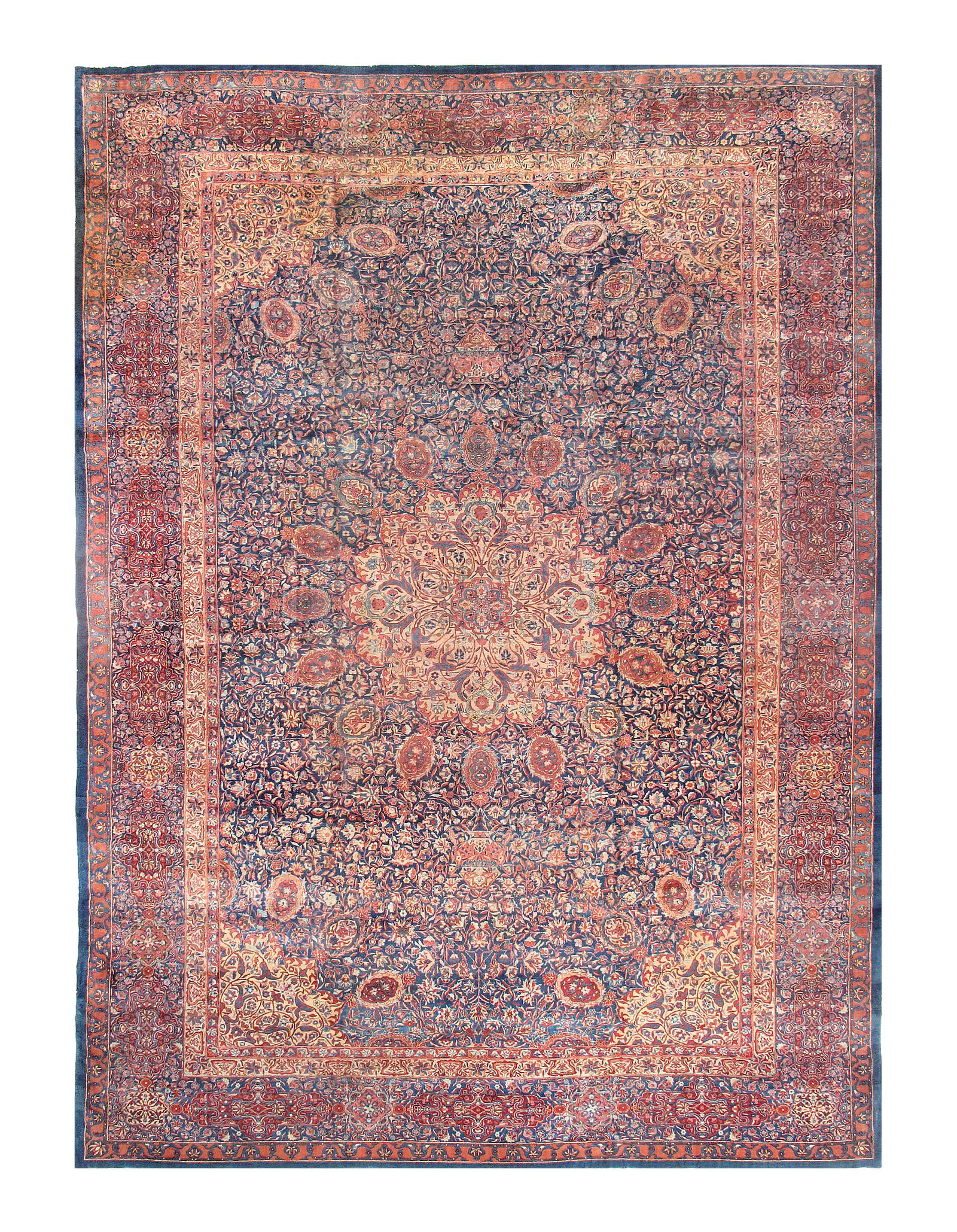 Navy Antique Ardabil Design Tabriz 12' X 17'5": Navy Antique Ardabil Design Tabriz 12' X 17'5" - circa 1920, Tabriz, Hand-Knotted, Lamb's Wool, 300 -D06301- 862.This item is part of our fine auction collection which includes many fine home accessor