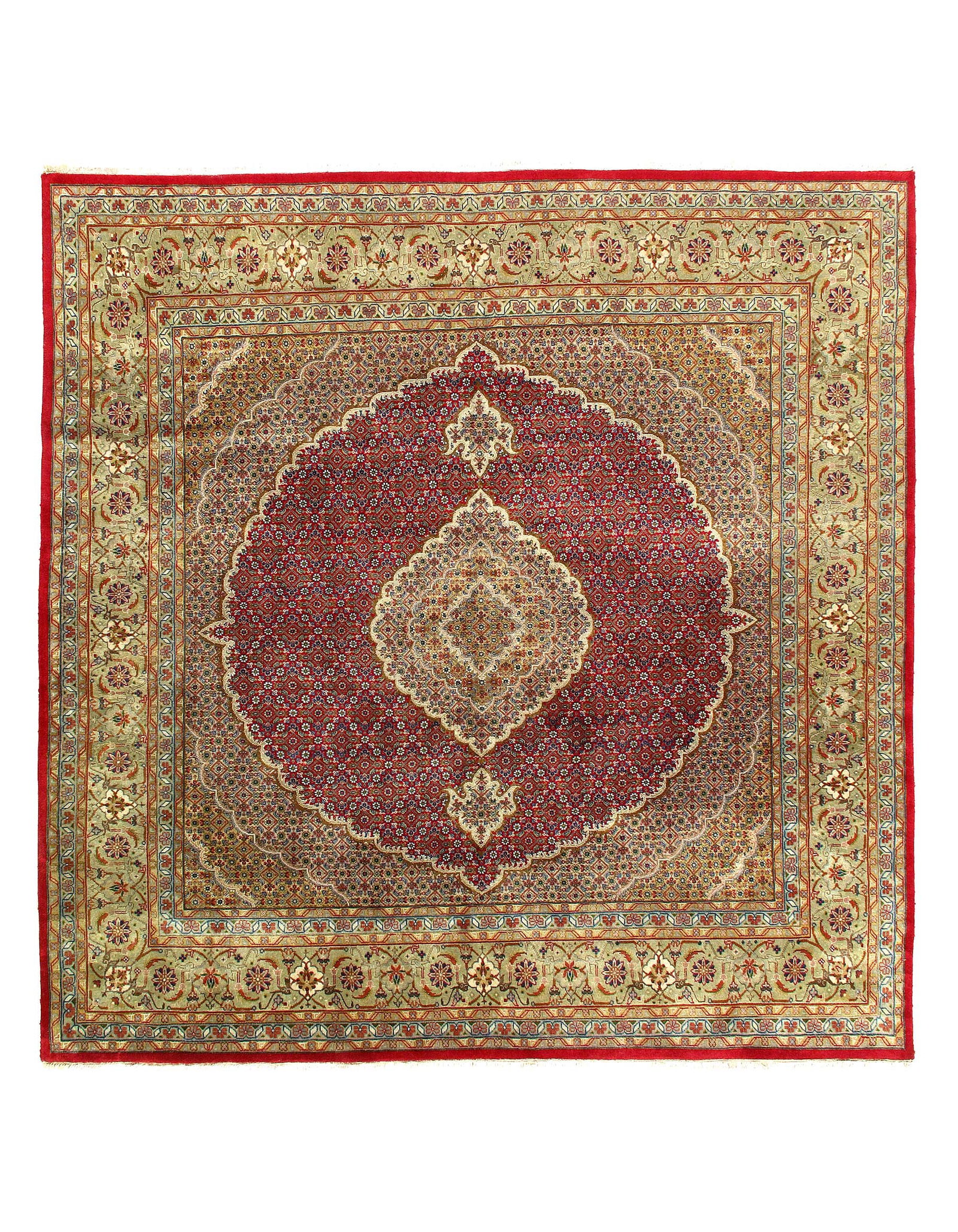Fine Hand knotted Persian Tabriz design Square rug 8'2'' X 8'2'': Fine Hand knotted Persian Tabriz design Square rug 8'2'' X 8'2'' - 2000, Tabriz, Hand-Knotted, Wool & Silk, 300 -D11799- 862.This item is part of our fine auction collection which includes many fine h