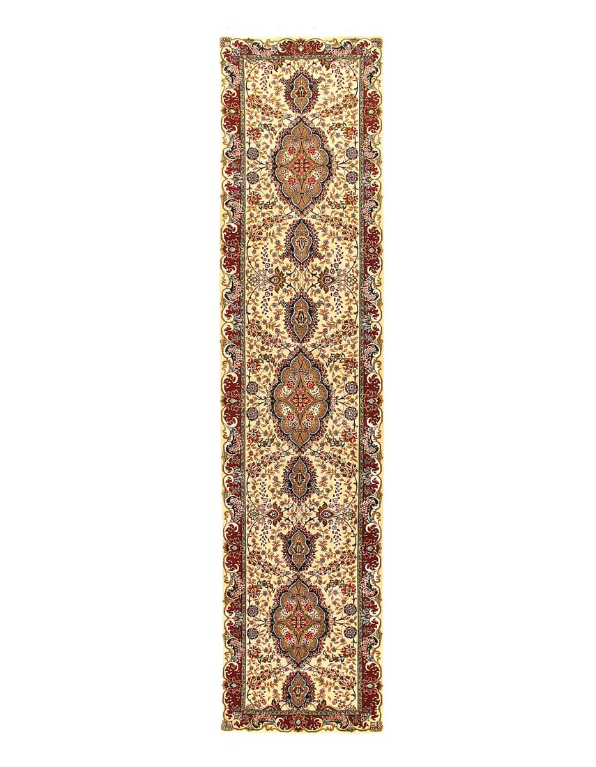 Super Fine Hand Knotted Persian Tabriz silk & wool Runner 3' X 13': Super Fine Hand Knotted Persian Tabriz silk & wool Runner 3' X 13' - circa 1990, Tabriz, Hand-Knotted, Wool & Silk, 300 -19168- 862.This item is part of our fine auction collection which includes many