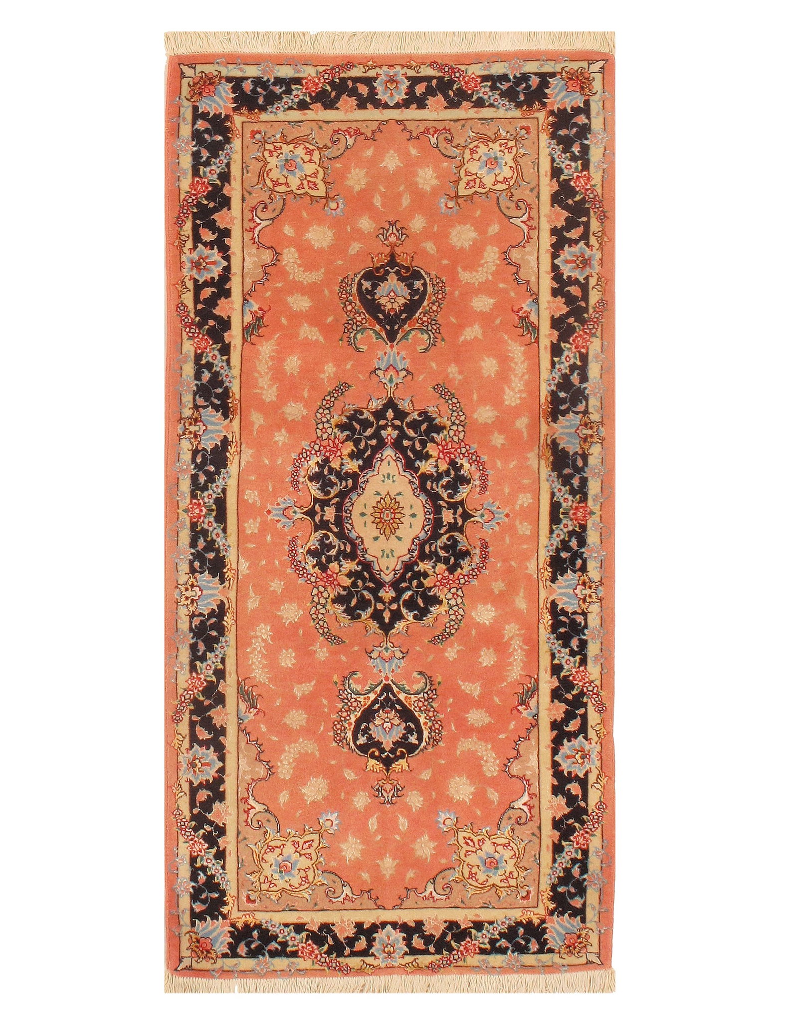 Rose Persian Tabriz 2'5'' X 5'1'': Rose Persian Tabriz 2'5'' X 5'1'' - New, Tabriz, Hand-Knotted, Wool & Silk, 300 -D03614- 862.This item is part of our fine auction collection which includes many fine home accessories including antiqu