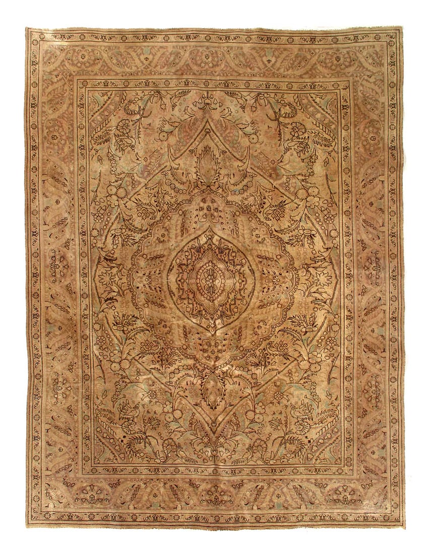 Ivory fine Hand Knotted Persian Vintage Tabriz rug 8'1'' X 10'9'': Ivory fine Hand Knotted Persian Vintage Tabriz rug 8'1'' X 10'9'' - 1940s, Tabriz, Hand-Knotted, Lamb's Wool, 300 -D12202- 862.This item is part of our fine auction collection which includes many fine