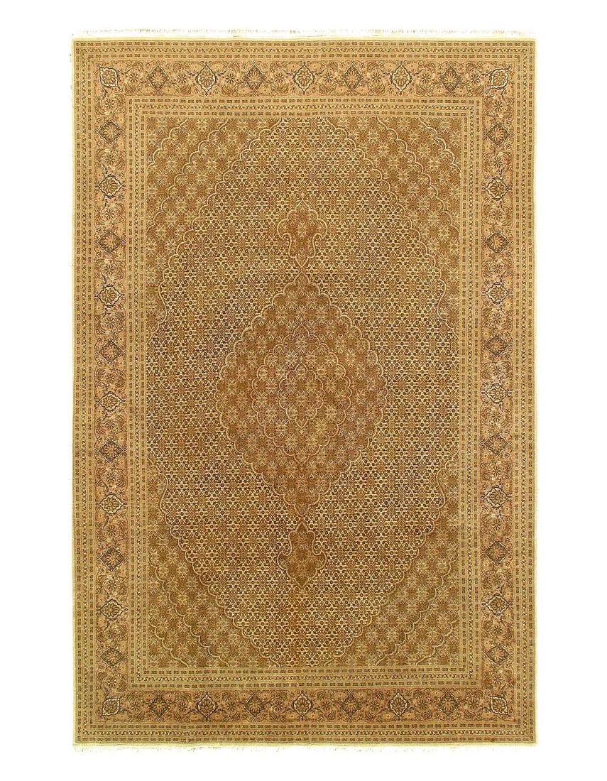 Fine Hand Knotted Persian silk & wool Tabriz 6'7'' X 10'3'': Fine Hand Knotted Persian silk & wool Tabriz 6'7'' X 10'3'' - New, Tabriz, Hand-Knotted, Wool & Silk, 300 -29635- 862.This item is part of our fine auction collection which includes many fine home acc