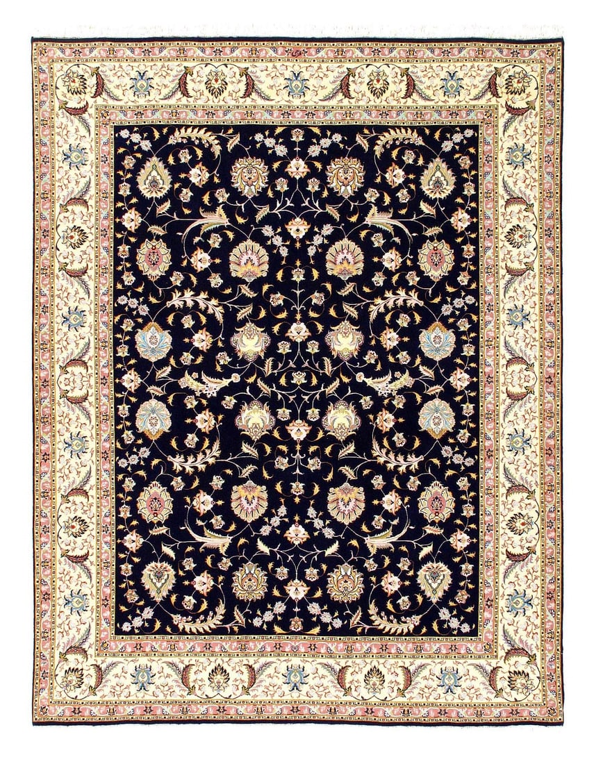 Super fine Hand Knotted silk & wool Persian Tabriz 6'8'' X 8'8'': Super fine Hand Knotted silk & wool Persian Tabriz 6'8'' X 8'8'' - New, Tabriz, Hand-Knotted, Wool & Silk, 300 -32069- 862.This item is part of our fine auction collection which includes many fine hom