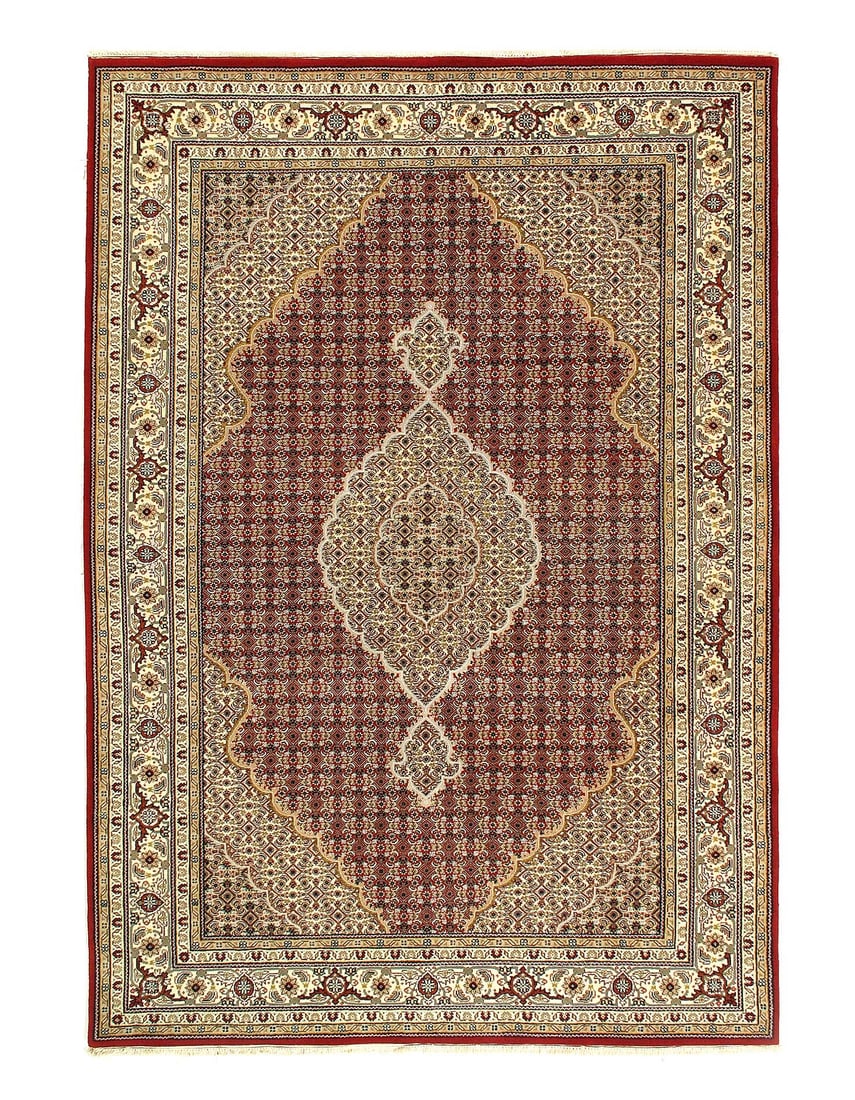 Fine Hand Knotted silk & wool Tabriz rug size 6'1'' X 8'9'': Fine Hand Knotted silk & wool Tabriz rug size 6'1'' X 8'9'' - New, Tabriz, Hand-Knotted, Wool & Silk, 300 -D12777- 862.This item is part of our fine auction collection which includes many fine home ac