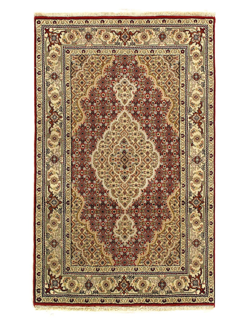 Fine Hand Knotted Silk & wool Tabriz rug 3' X 4'11'': Fine Hand Knotted Silk & wool Tabriz rug 3' X 4'11'' - New, Tabriz, Hand-Knotted, Wool & Silk, 300 -D12767- 862.This item is part of our fine auction collection which includes many fine home accessori
