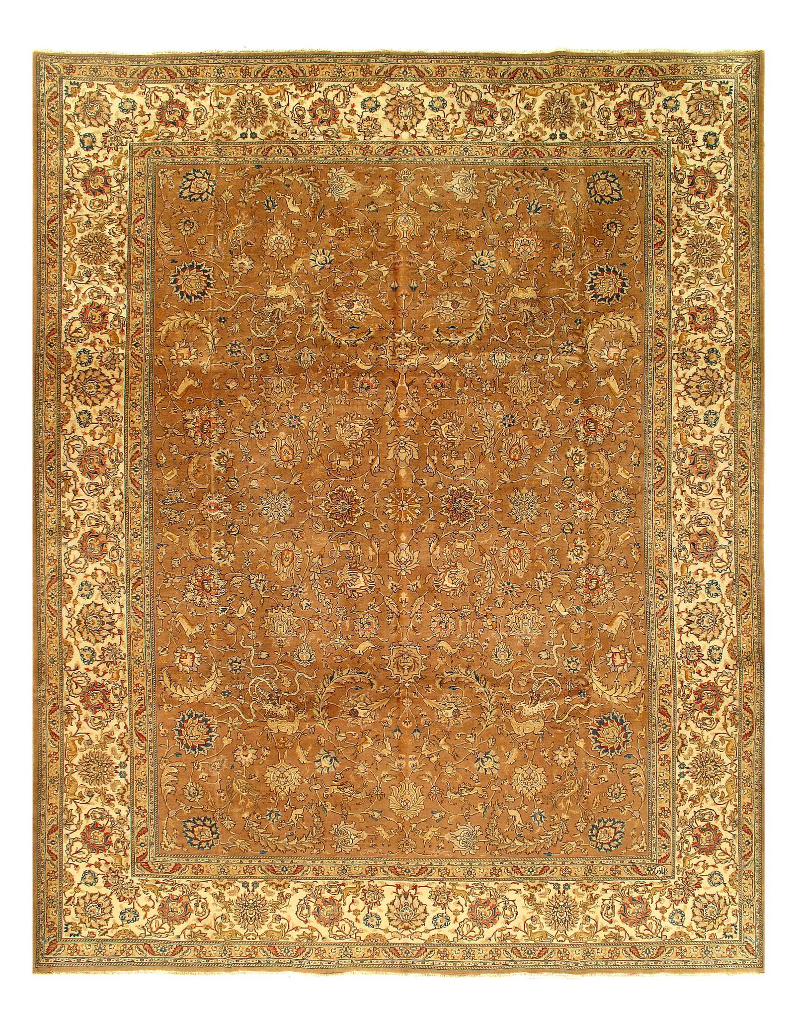 Light Brown fine vintage Tabriz 9'9'' X 12'8'': Light Brown fine vintage Tabriz 9'9'' X 12'8'' - circa 1930, Tabriz, Hand-Knotted, Lamb's Wool, 300 -27752- 862.This item is part of our fine auction collection which includes many fine home accessori