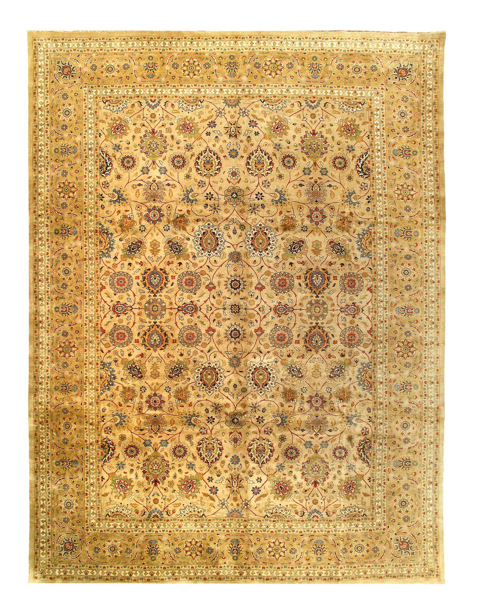 Beige fine Hand Knotted Tabriz 10' X 13'9'': Beige fine Hand Knotted Tabriz 10' X 13'9'' - , Tabriz, Hand-Knotted, Lamb's Wool, 300 -D03118- 862.This item is part of our fine auction collection which includes many fine home accessories including