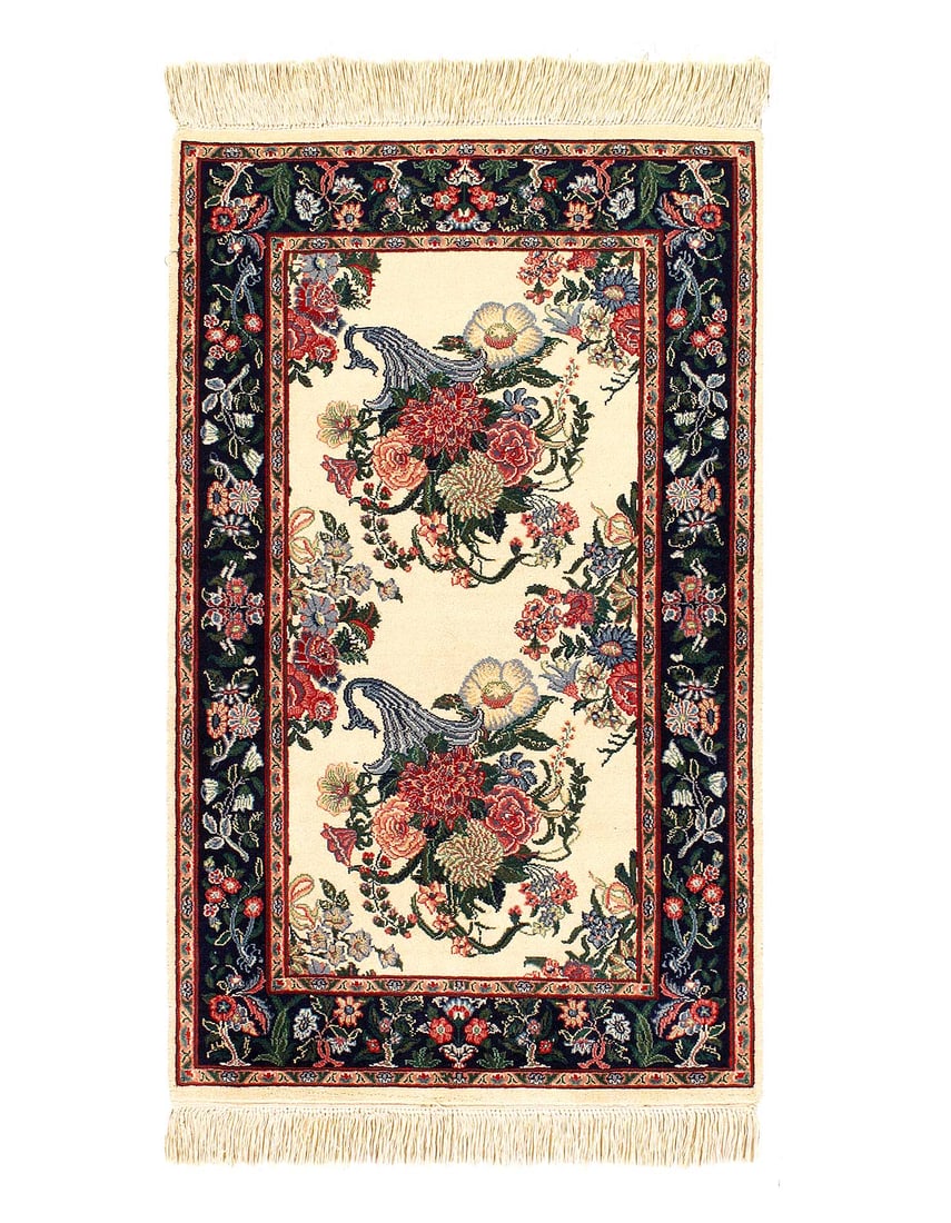 Ivory Fine Hand Knotted Pak Persian Tabriz square rug 2'7"x 4'3": Ivory Fine Hand Knotted Pak Persian Tabriz square rug 2'7"x 4'3" - NEW, Tabriz, Hand-Knotted, Lamb's Wool, 300 -10076- 862.This item is part of our fine auction collection which includes many fine hom