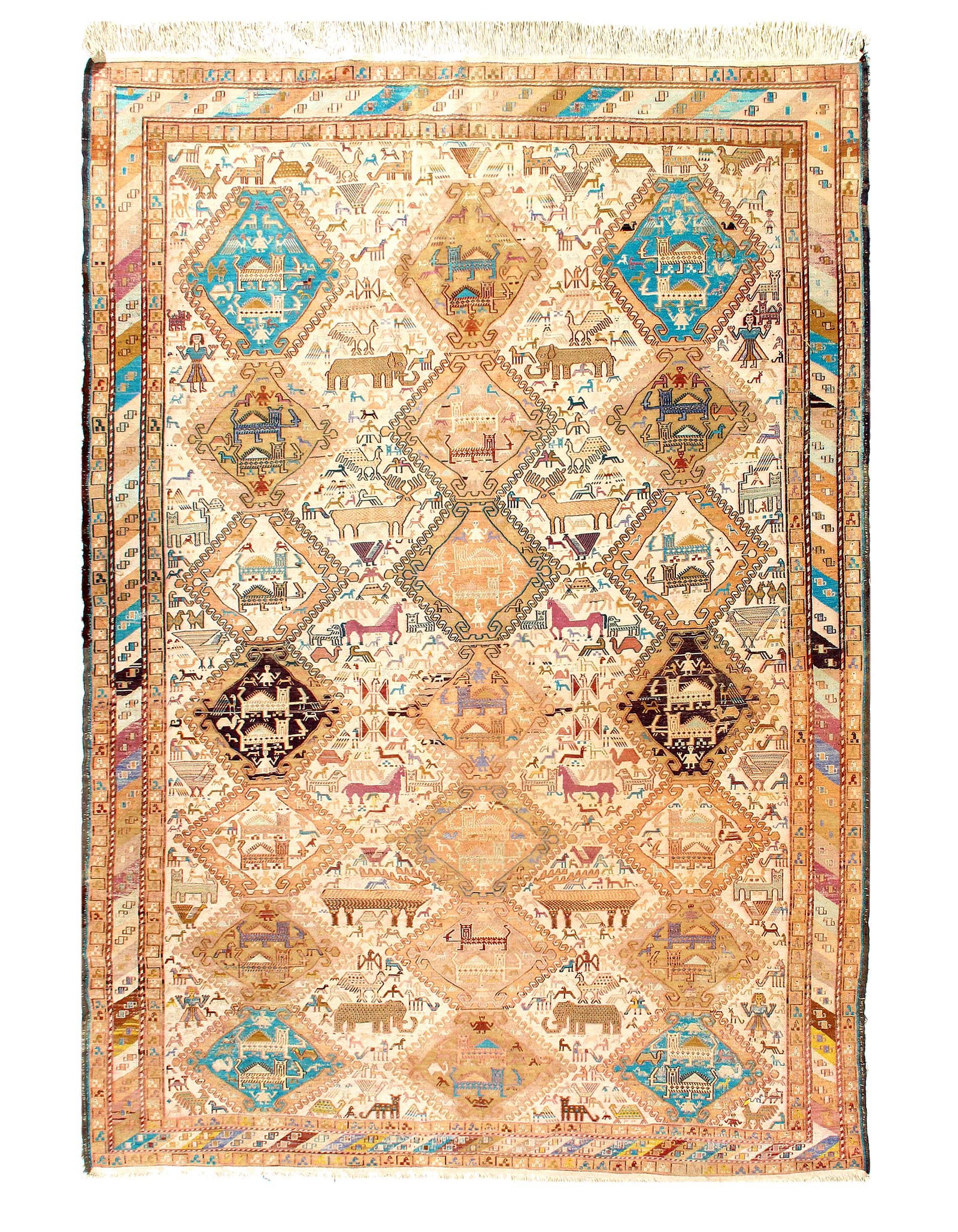 Handmade One-of-a-Kind Soumak Silk Rug 6'3'' X 9'2'': Handmade One-of-a-Kind Soumak Silk Rug 6'3'' X 9'2'' - 1980, Sumak, Flatweave, Pure Silk, 300 -D11414- 862.This item is part of our fine auction collection which includes many fine home accessories in