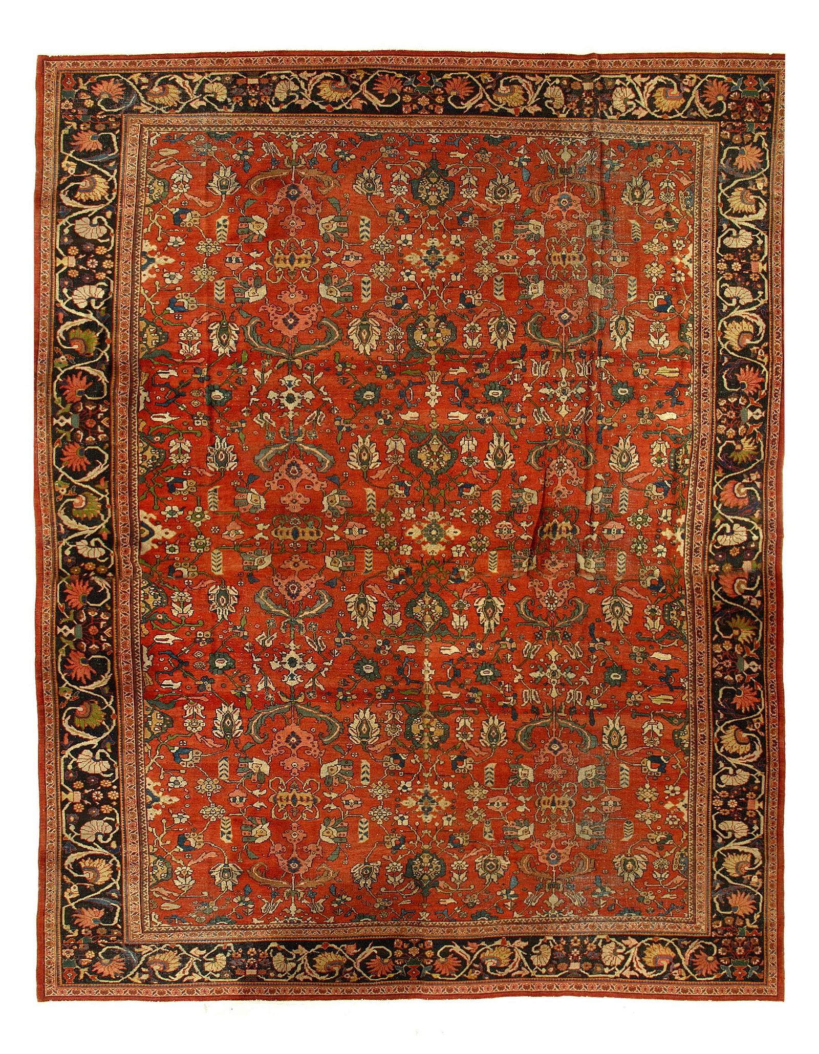 Persian Fine Hand Knotted Antique Sultanabad 13'11''X 17'3'': Persian Fine Hand Knotted Antique Sultanabad 13'11''X 17'3'' - Late 19th Century, Sultanabad, Hand-Knotted, Lamb's Wool, 300 -D11941- 862.This item is part of our fine auction collection which include