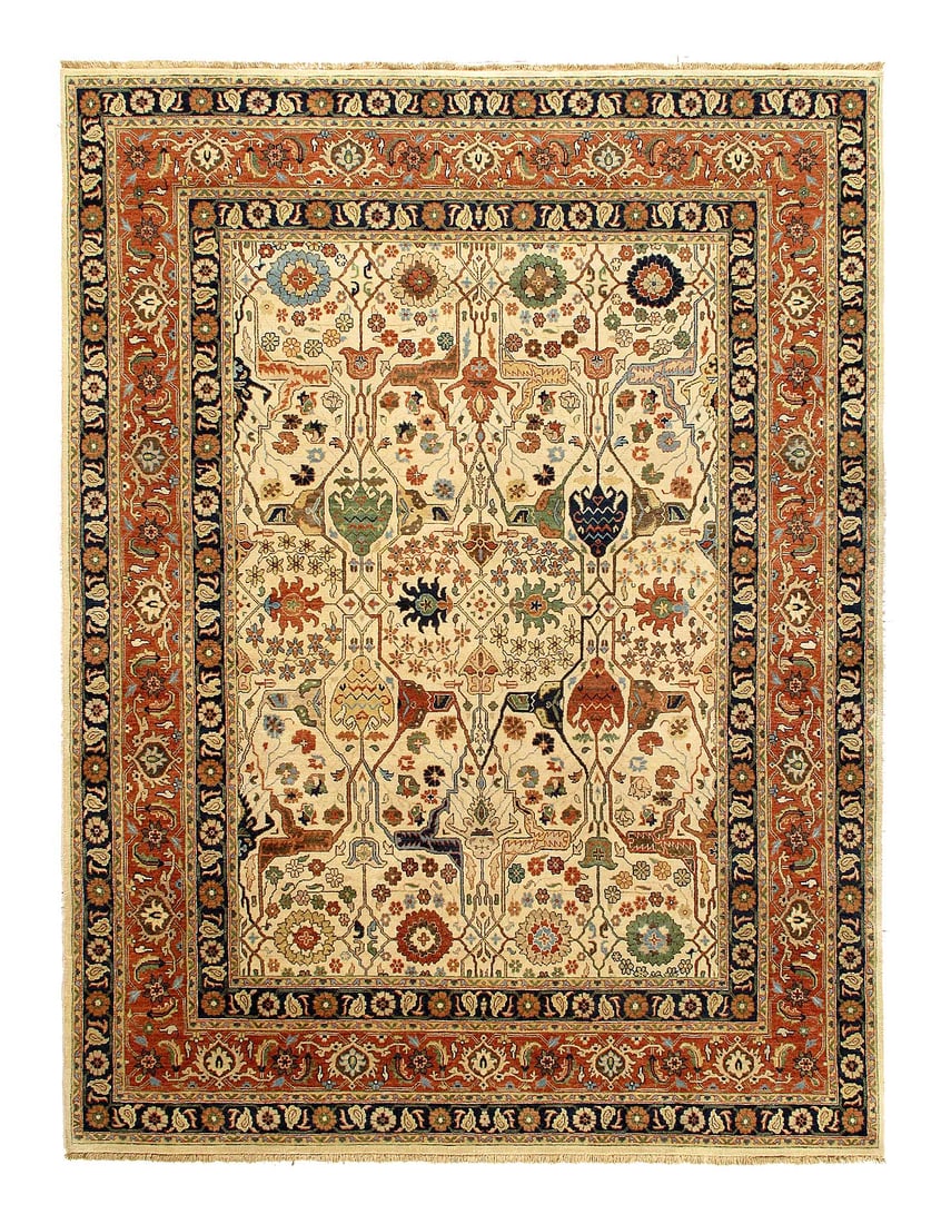 Ivory color Fine Hand knotted Persian Heriz design 7'9'' X 10'1'': Ivory color Fine Hand knotted Persian Heriz design 7'9'' X 10'1'' New, Heriz, Hand-Knotted, Flat Weave, 300 -D15788- 862.This item is part of our fine auction collection which includes many fine home 