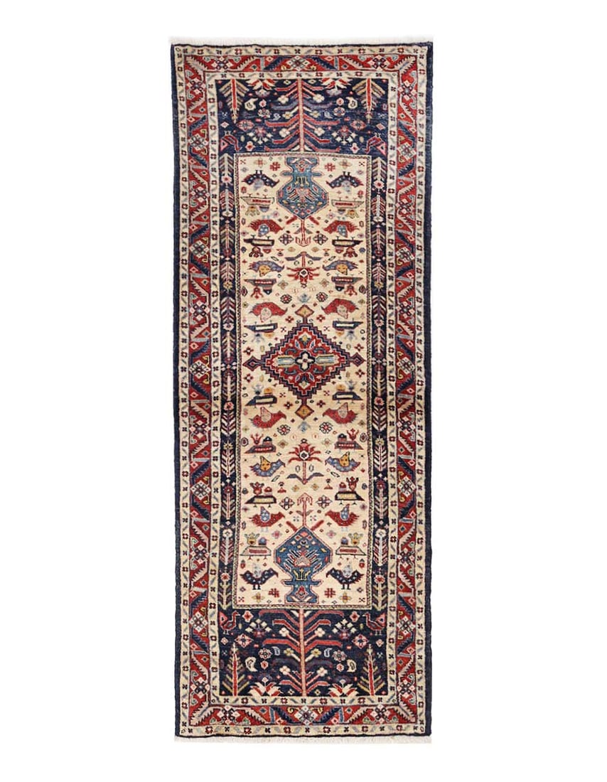 Ivory Color Hand knotted Persian shiraz runner 2' X 6': Ivory Color Hand knotted Persian shiraz runner 2' X 6' - New, Shiraz, Hand-Knotted, Lamb's Wool, 300 -D13495- 862.This item is part of our fine auction collection which includes many fine home accesso