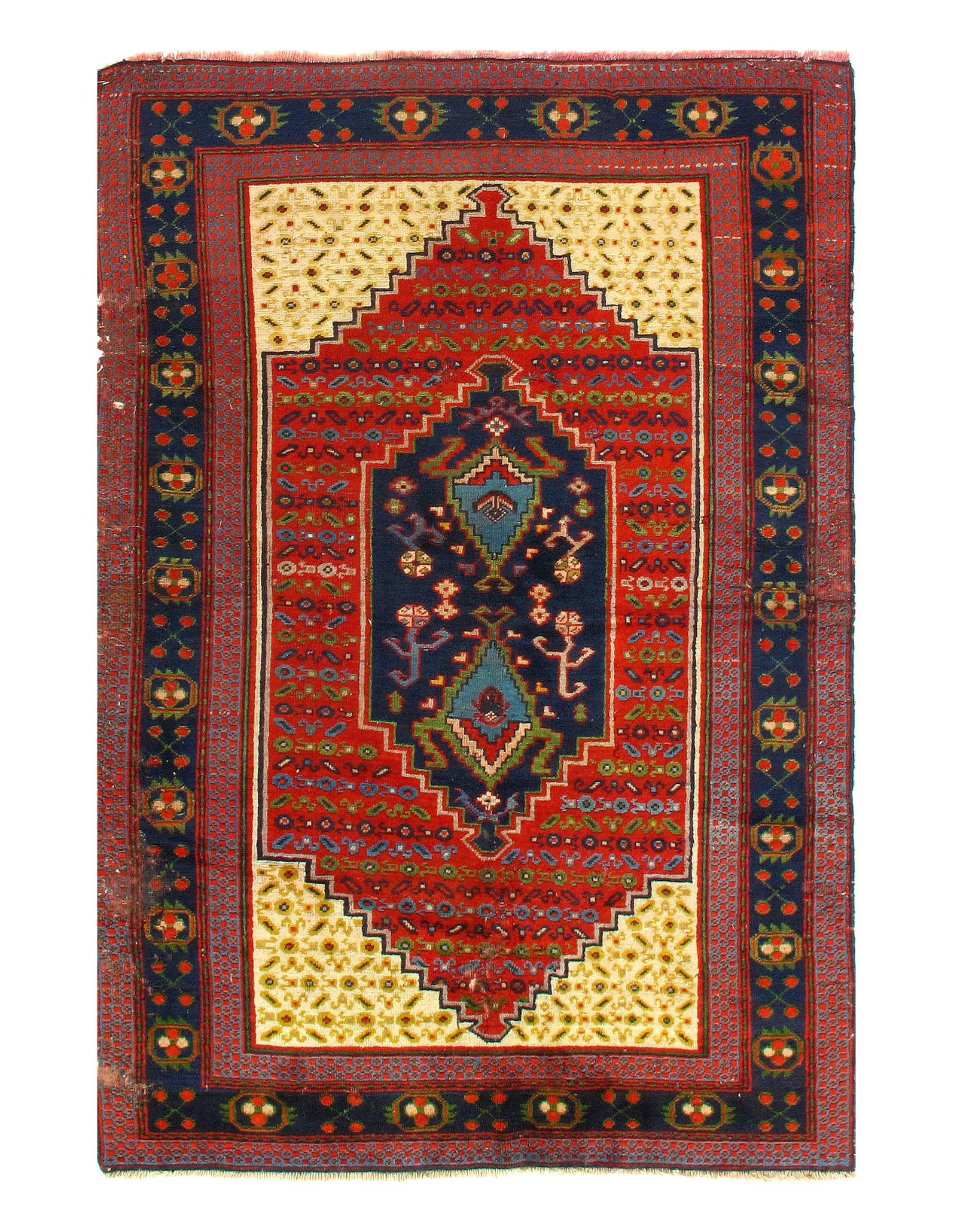1970s Vintage Persian Seneh Hand Knotted Rug - 4'4" X 6'4": 1970s Vintage Persian Seneh Hand Knotted Rug - 4'4" X 6'4" - Circa 1970s, Seneh Klim, Hand-Knotted, Lamb's Wool, 300 -D10562- 862.This item is part of our fine auction collection which includes many f