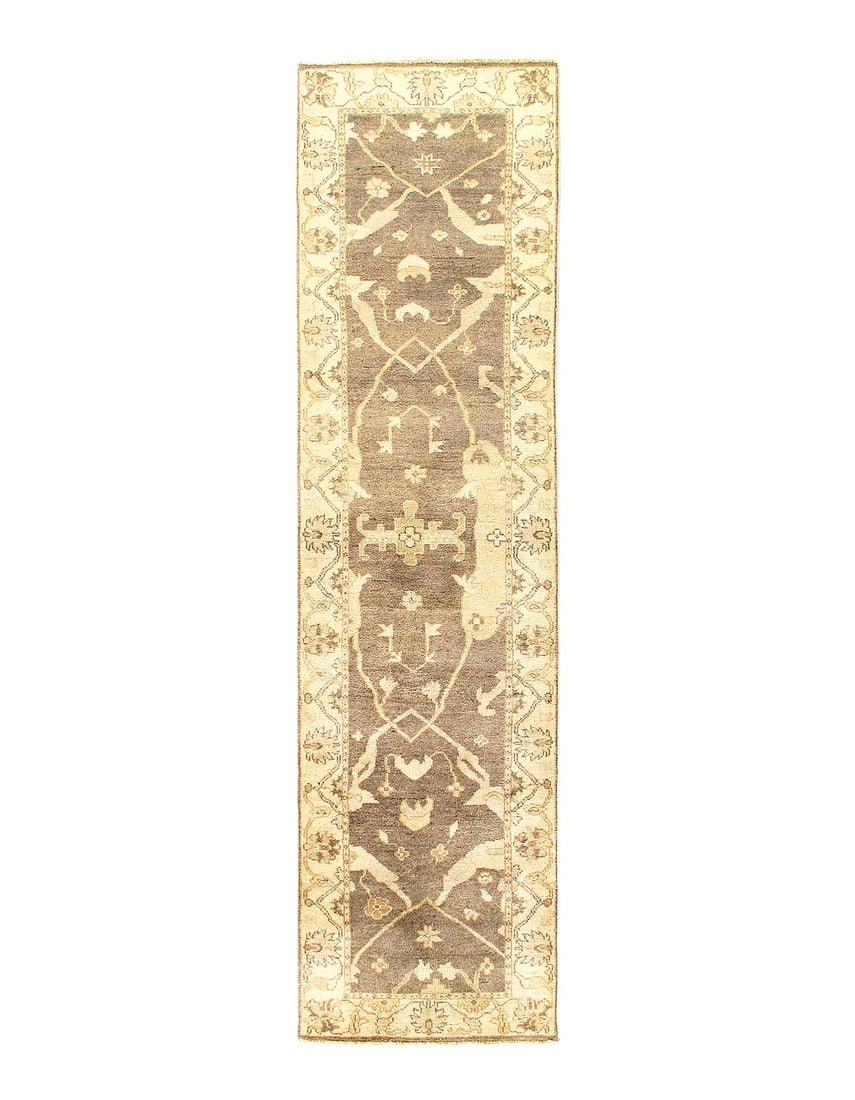 Gray Oushak Runner 2'7'' X 10': Gray Oushak Runner 2'7'' X 10' - New, Oushak, Hand-Knotted, Lamb's Wool, 300 -D07394- 862.This item is part of our fine auction collection which includes many fine home accessories including antique r