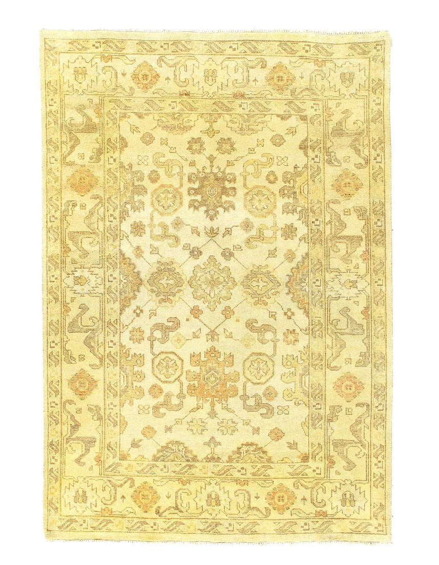 Ivory hand Knotted Oushak design 6' X 9': Ivory hand Knotted Oushak design 6' X 9' - New, Oushak, Hand-Knotted, Lamb's Wool, 300 -D05929- 862.This item is part of our fine auction collection which includes many fine home accessories including