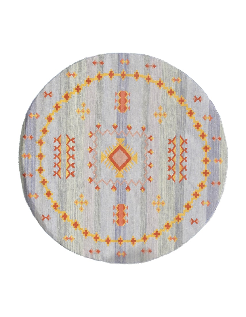 Light Blue Fine Hand Knotted Moroccon Round Rug 5' X 5': Light Blue Fine Hand Knotted Moroccon Round Rug 5' X 5' - New, Moroccan, Hand-Knotted, Flat Weave, 300 -D06935- 862.This item is part of our fine auction collection which includes many fine home