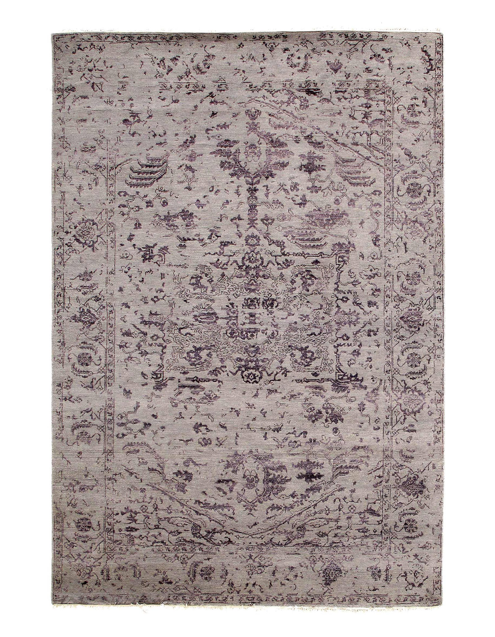 Gray Erased Modern Rug 6' X 9': Gray Erased Modern Rug 6' X 9' - New, Modern, Hand-Knotted, Wool & Silk, 300 -D09471- 862.This item is part of our fine auction collection which includes many fine home accessories including antique r