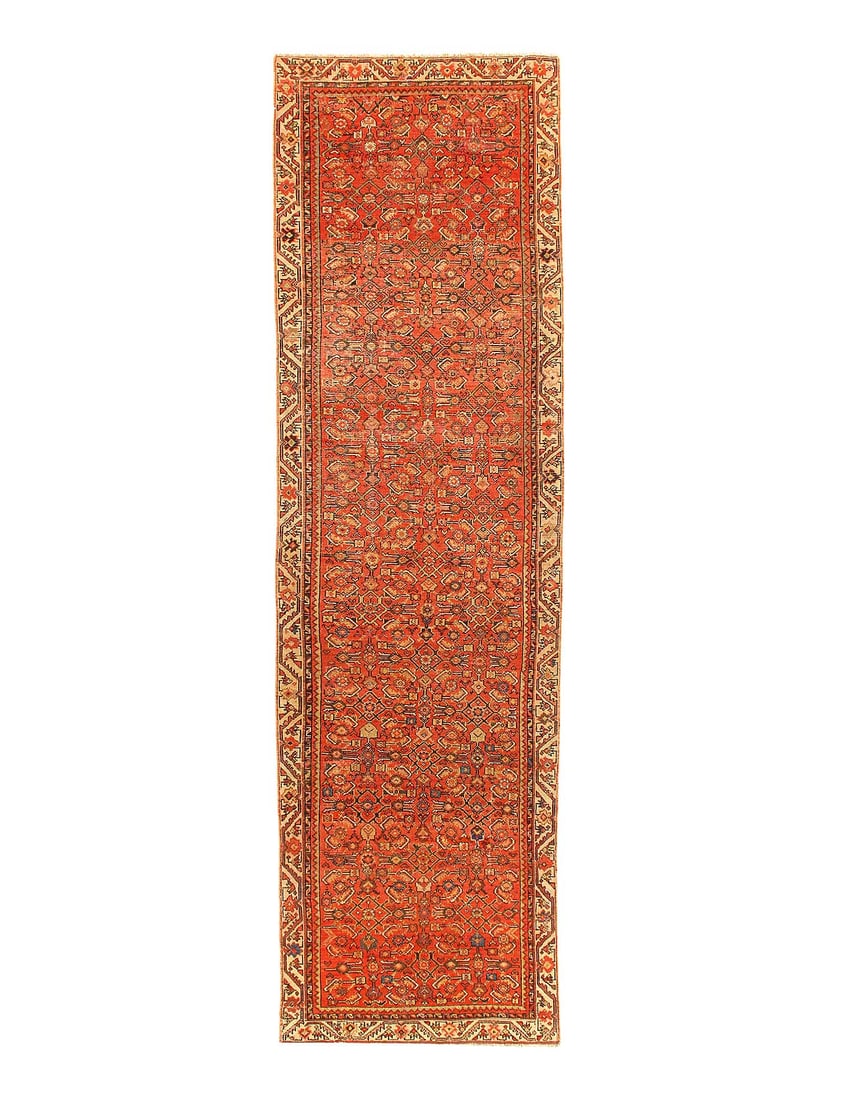 Persian Antique hand knotted Malayer Runner 3'2'' X 11'2'': Persian Antique hand knotted Malayer Runner 3'2'' X 11'2'' - 1920, Malayer, Hand-Knotted, Lamb's Wool, 300 -D14546- 862.This item is part of our fine auction collection which includes many fine home a