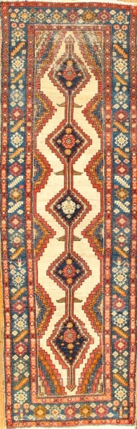 Ivory Antique Persian Malayer runner 2'11''X 9': Ivory Antique Persian Malayer runner 2'11''X 9' - Circa 1900, Malayer, Hand-Knotted, Lamb's Wool, 300 -D04409- 862.This item is part of our fine auction collection which includes many fine home access