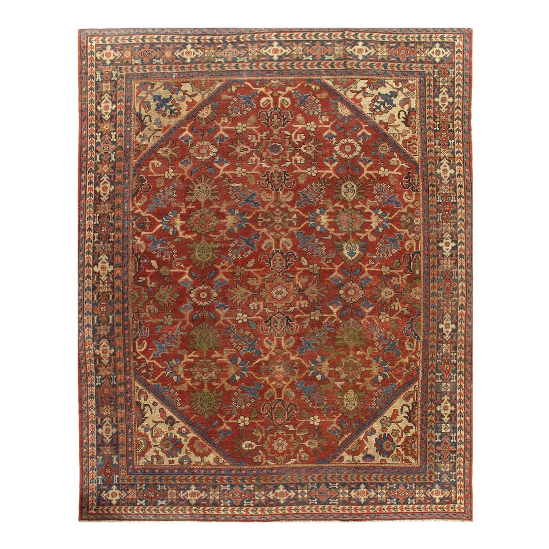 1900s Vintage Antique Persian Mahal Rug - 9'2" x 11'8": 1900s Vintage Antique Persian Mahal Rug - 9'2" x 11'8" - , Mahal, Hand-Knotted, Lamb's Wool, 300 -D10391- 862.This item is part of our fine auction collection which includes many fine home accessories