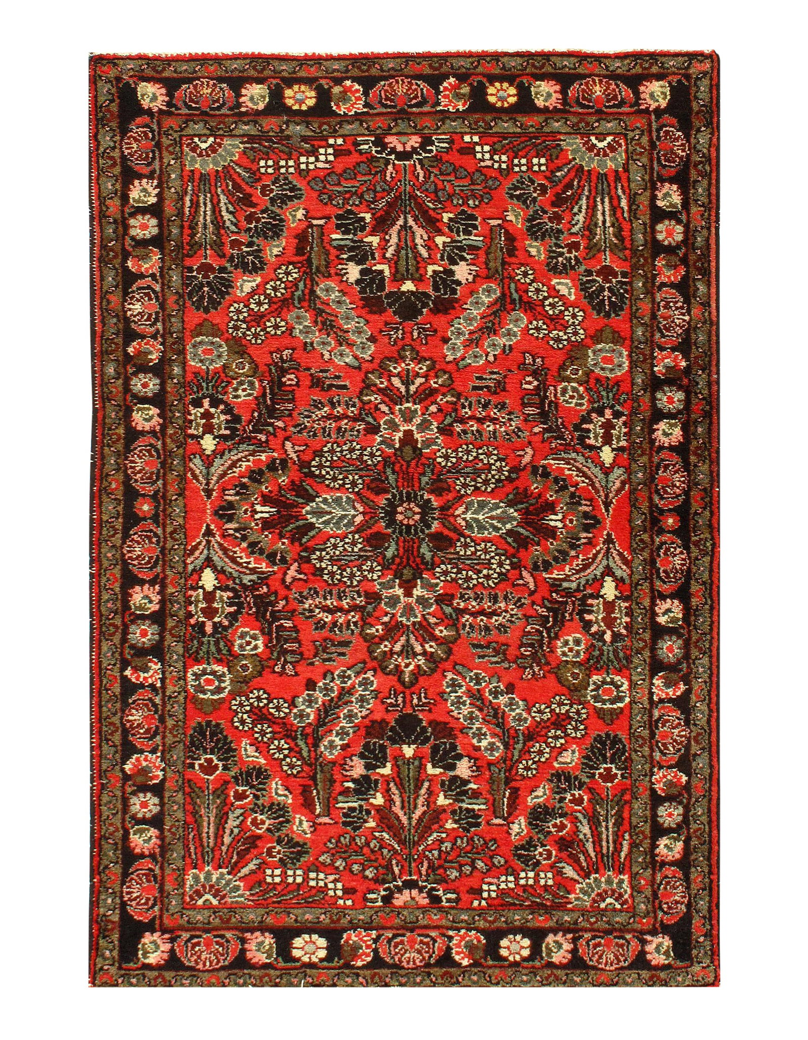Rust color Fine Hand Kontted Persian Lilian 3'3'' X 4'11'': Rust color Fine Hand Kontted Persian Lilian 3'3'' X 4'11'' - Circa 1920, Lilihan, Hand-Knotted, Lamb's Wool, 300 -D10576- 862.This item is part of our fine auction collection which includes many fine 
