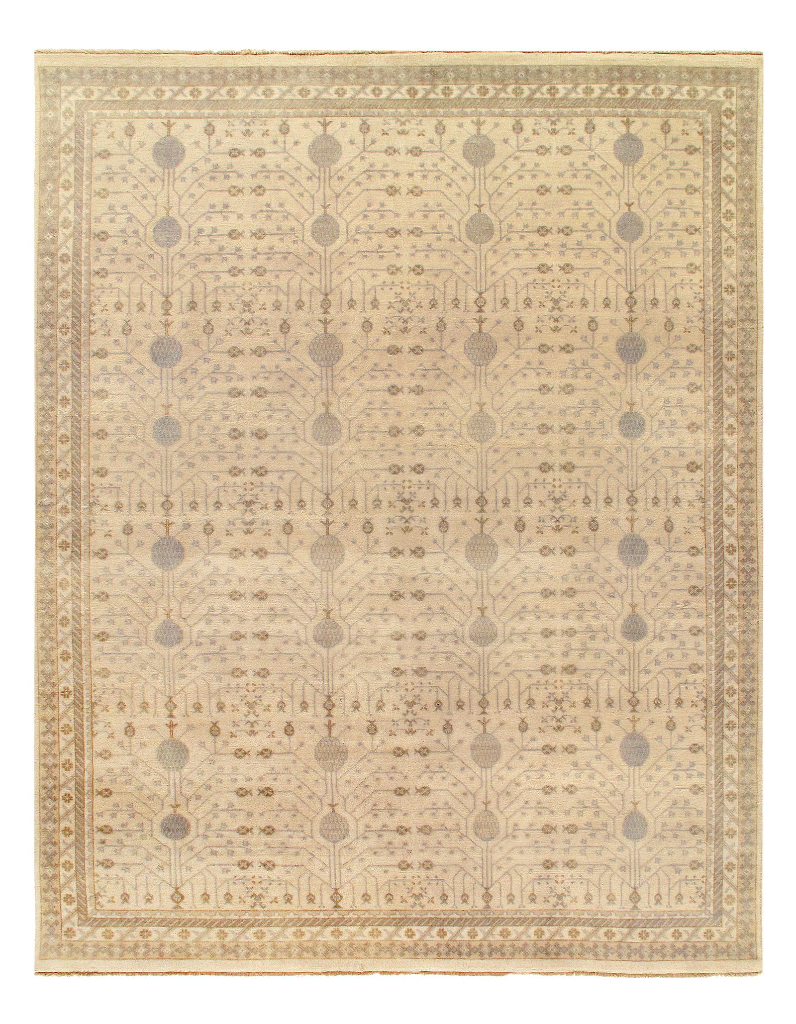 Ivory Fine Hand Knotted Khotan 10' X 14': Ivory Fine Hand Knotted Khotan 10' X 14' - New, Khotan, Hand-Knotted, Lamb's Wool, 300 -D10996- 862.This item is part of our fine auction collection which includes many fine home accessories including