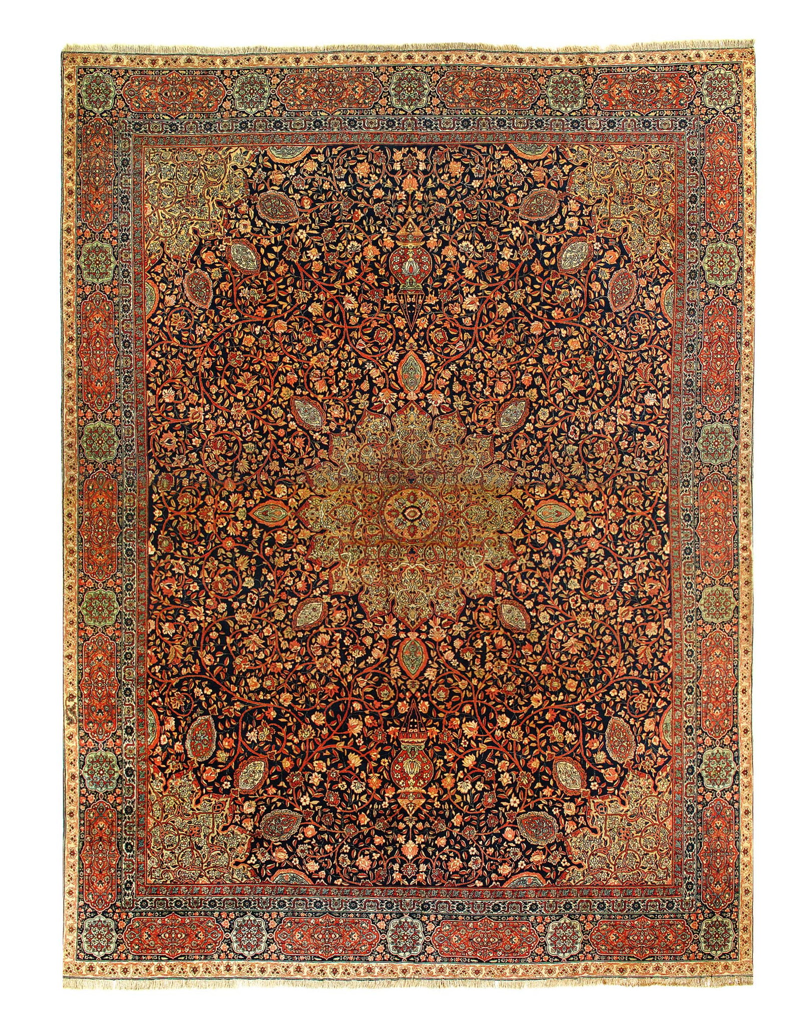 Navy Blue Fine Hand Knotted Persian Antique Kermanshah 13'7'' X 17'11'': Navy Blue Fine Hand Knotted Persian Antique Kermanshah 13'7'' X 17'11'' - 1890, Kermanshah, Hand-Knotted, Lamb's Wool, 300 -D11829- 862.This item is part of our fine auction collection which includes 