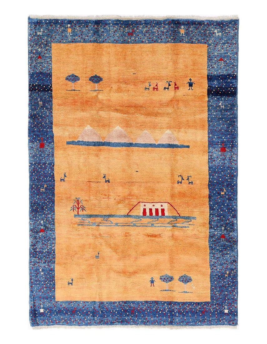 Fine Hand knotted Persian Gabbeh 5'3" x 7'9": Fine Hand knotted Persian Gabbeh 5'3" x 7'9" - New, Gabbeh, Hand-Knotted, Lamb's Wool, 300 -D13962- 862.This item is part of our fine auction collection which includes many fine home accessories inclu